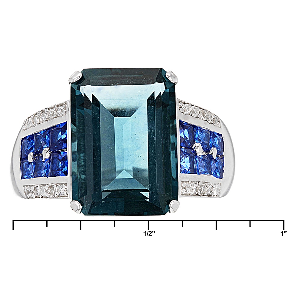 Sterling Silver Fluroite, Zircon and Lab Created Spinel Ring