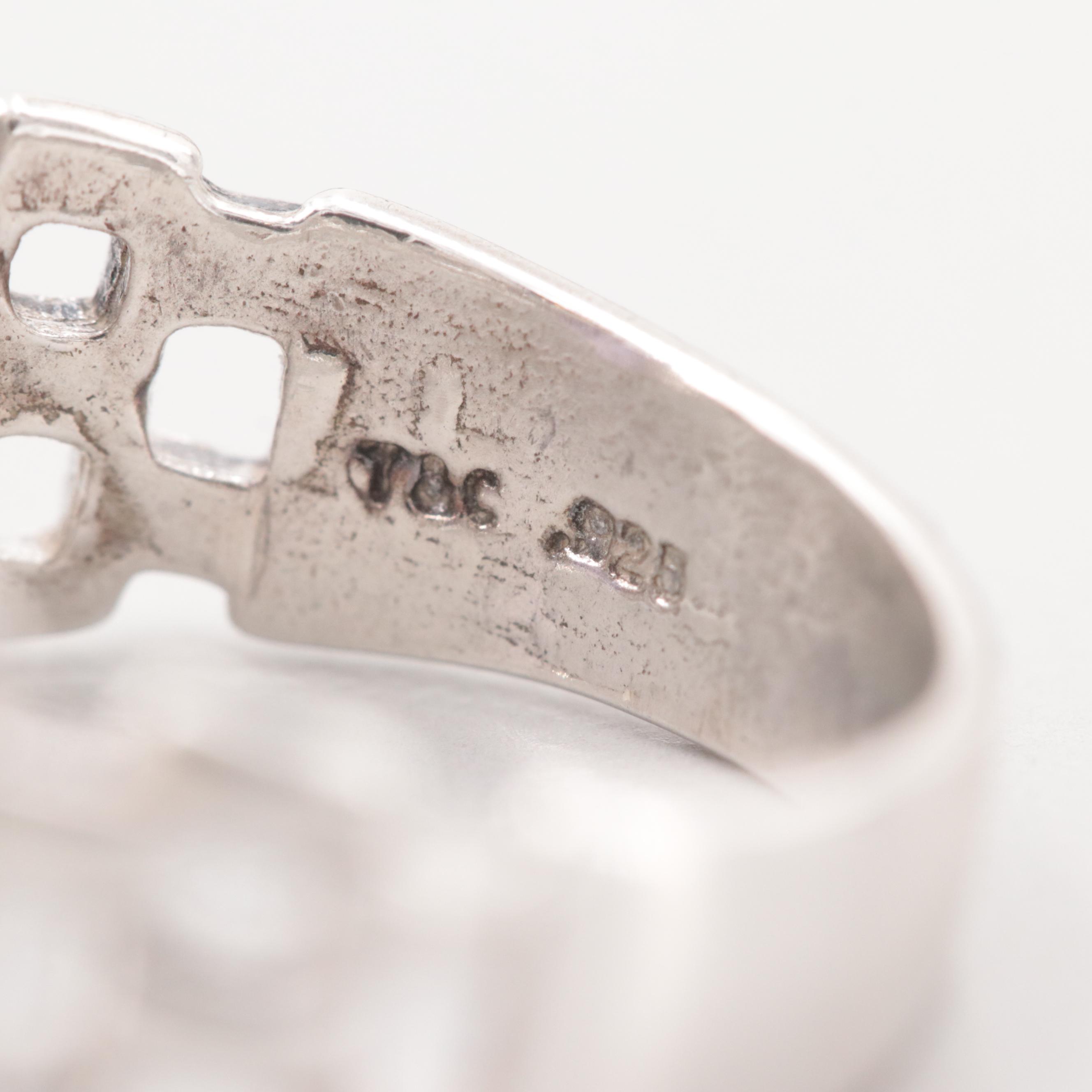 Sterling Sterling Gemstone Ring and Pendant with Silver Tone Earrings