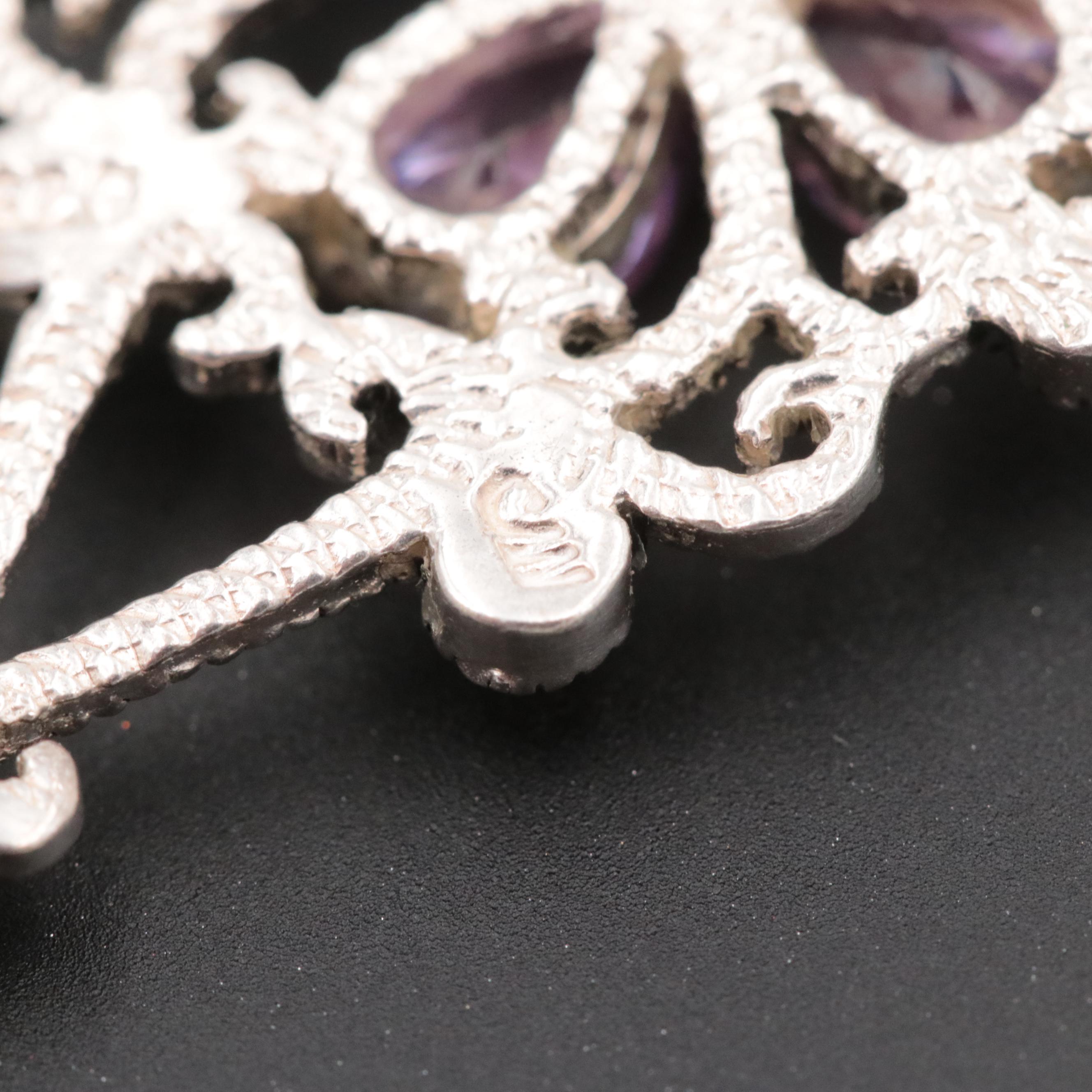 Sterling Sterling Gemstone Ring and Pendant with Silver Tone Earrings