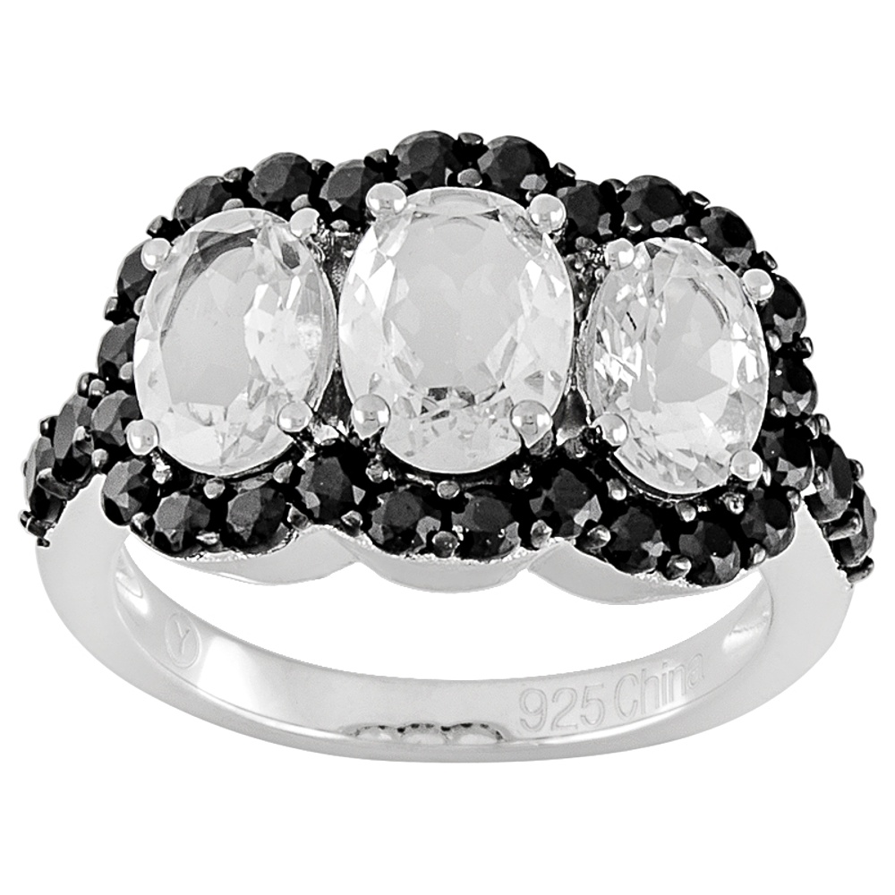 Sterling Silver Goshenite and Spinel Ring