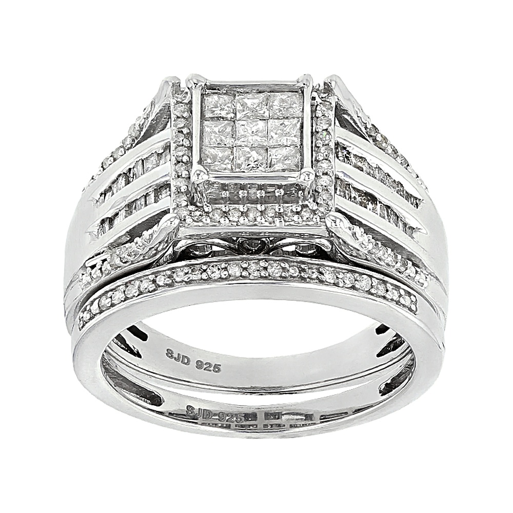 Sterling Silver Diamond Ring with Band