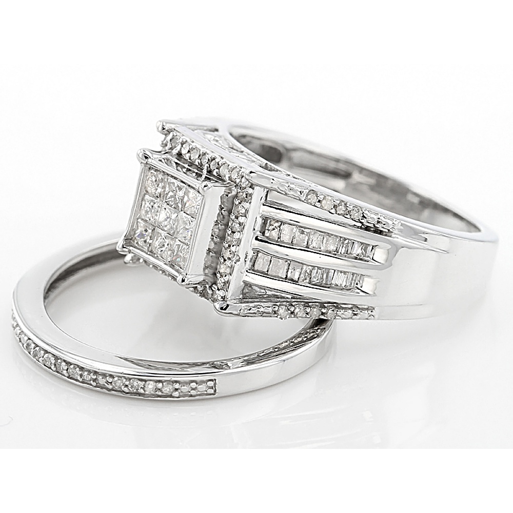 Sterling Silver Diamond Ring with Band