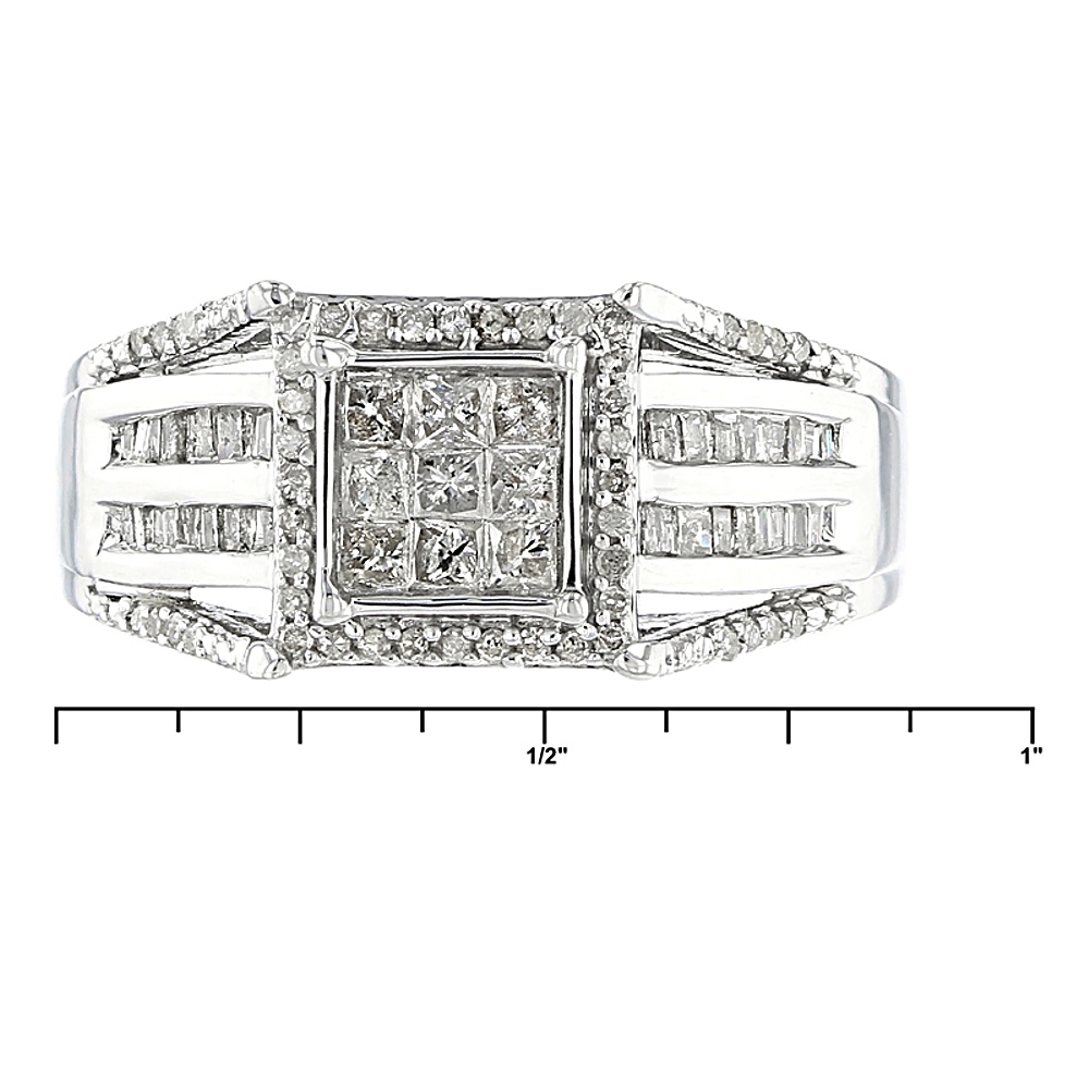 Sterling Silver Diamond Ring with Band