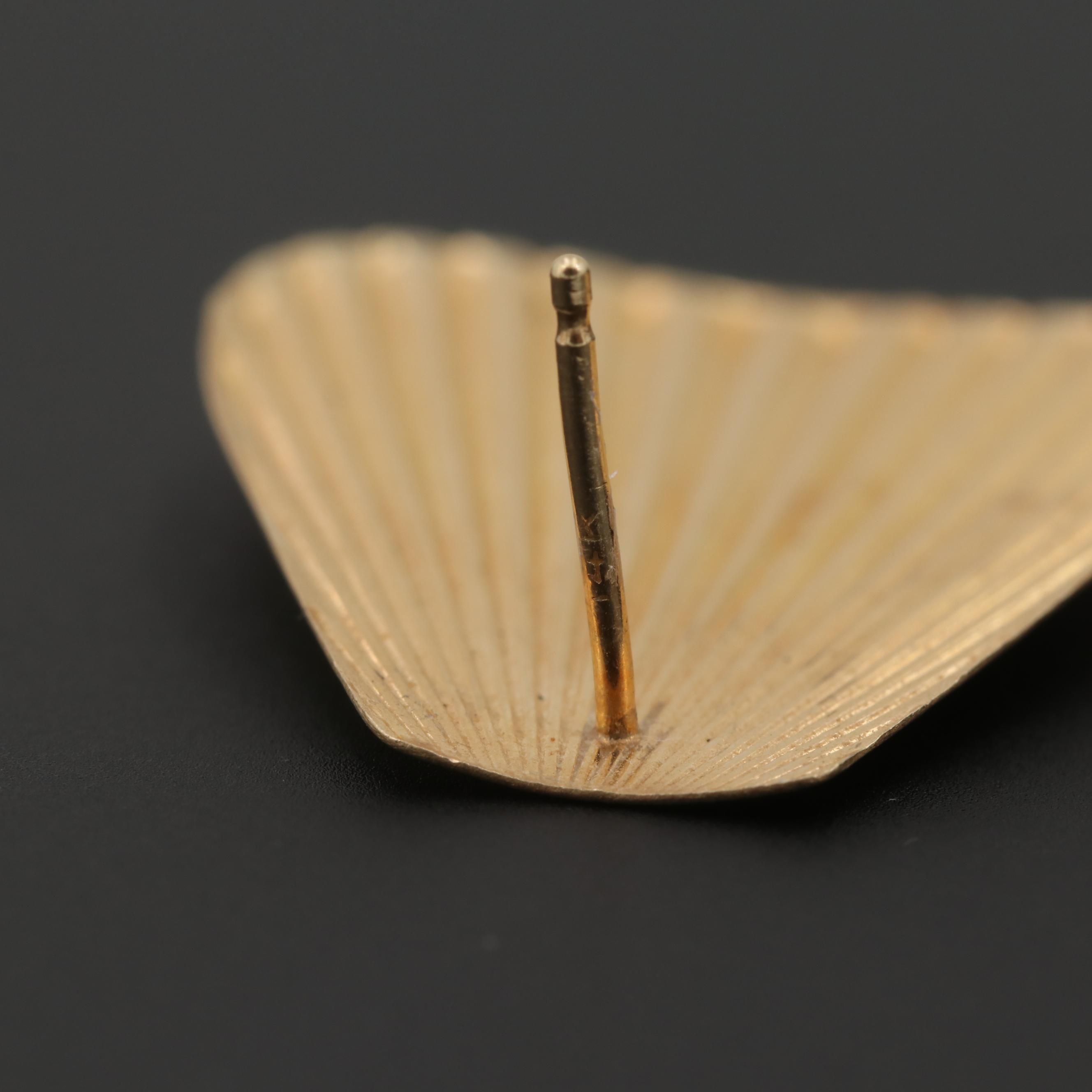 14K Tri-Color Gold Ribbed Drop Earrings