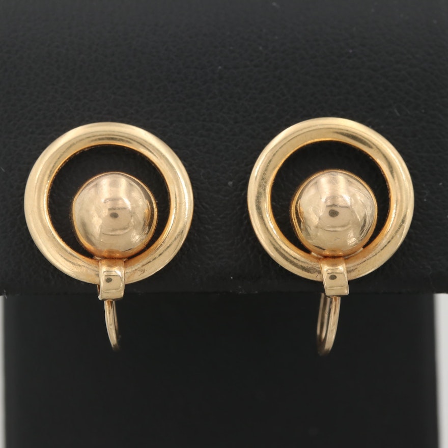 Retro Forstner 10K Yellow Gold Earrings