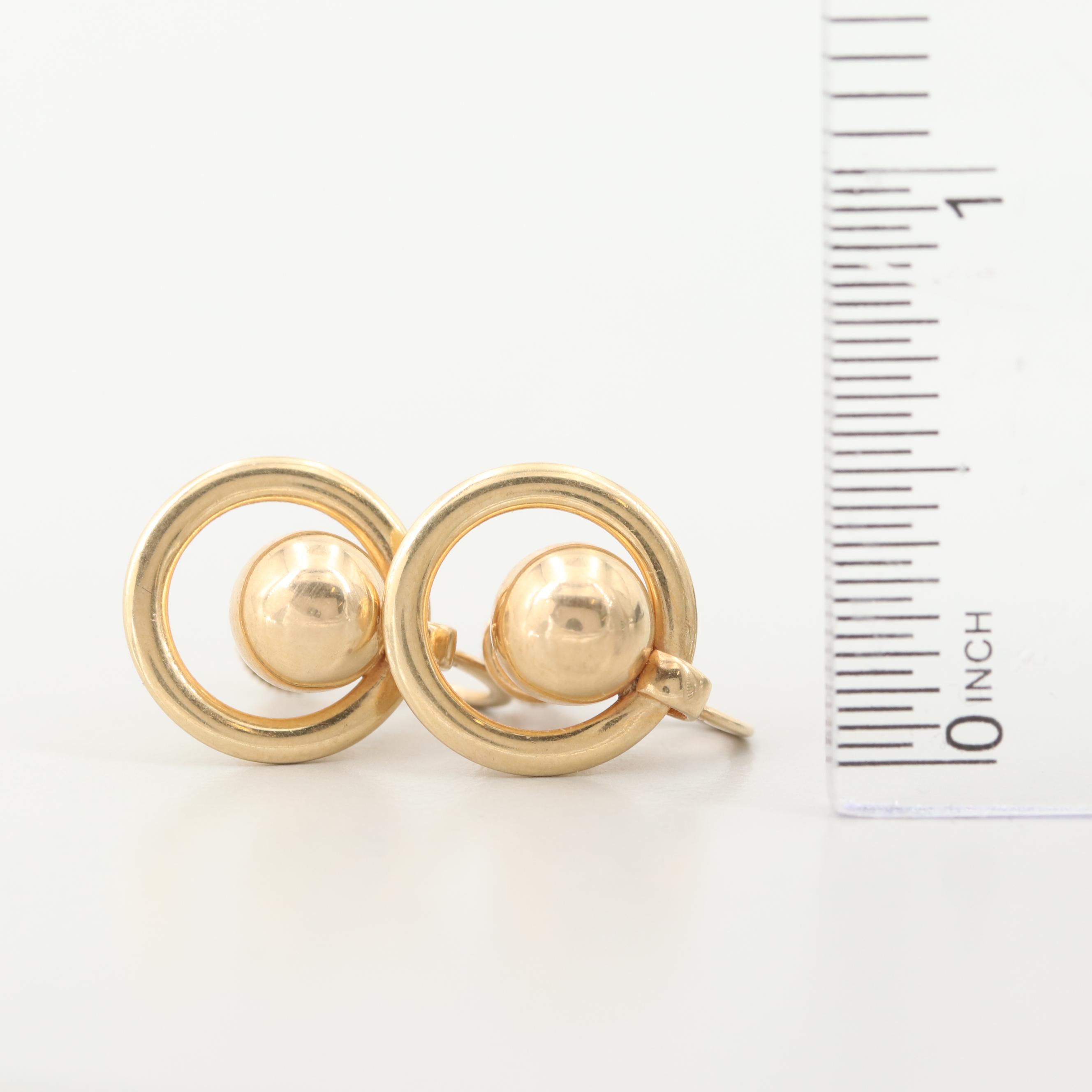 Retro Forstner 10K Yellow Gold Earrings