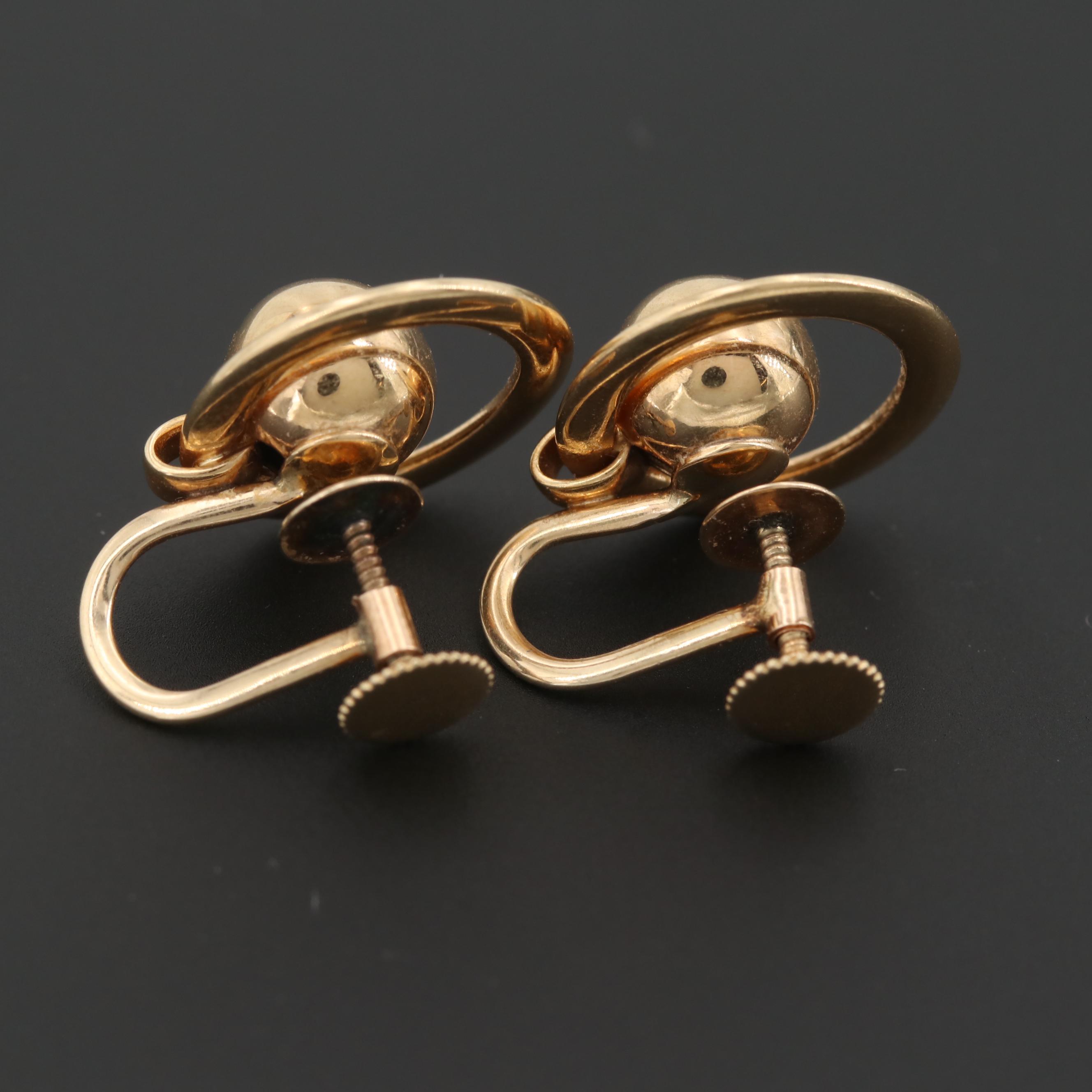 Retro Forstner 10K Yellow Gold Earrings