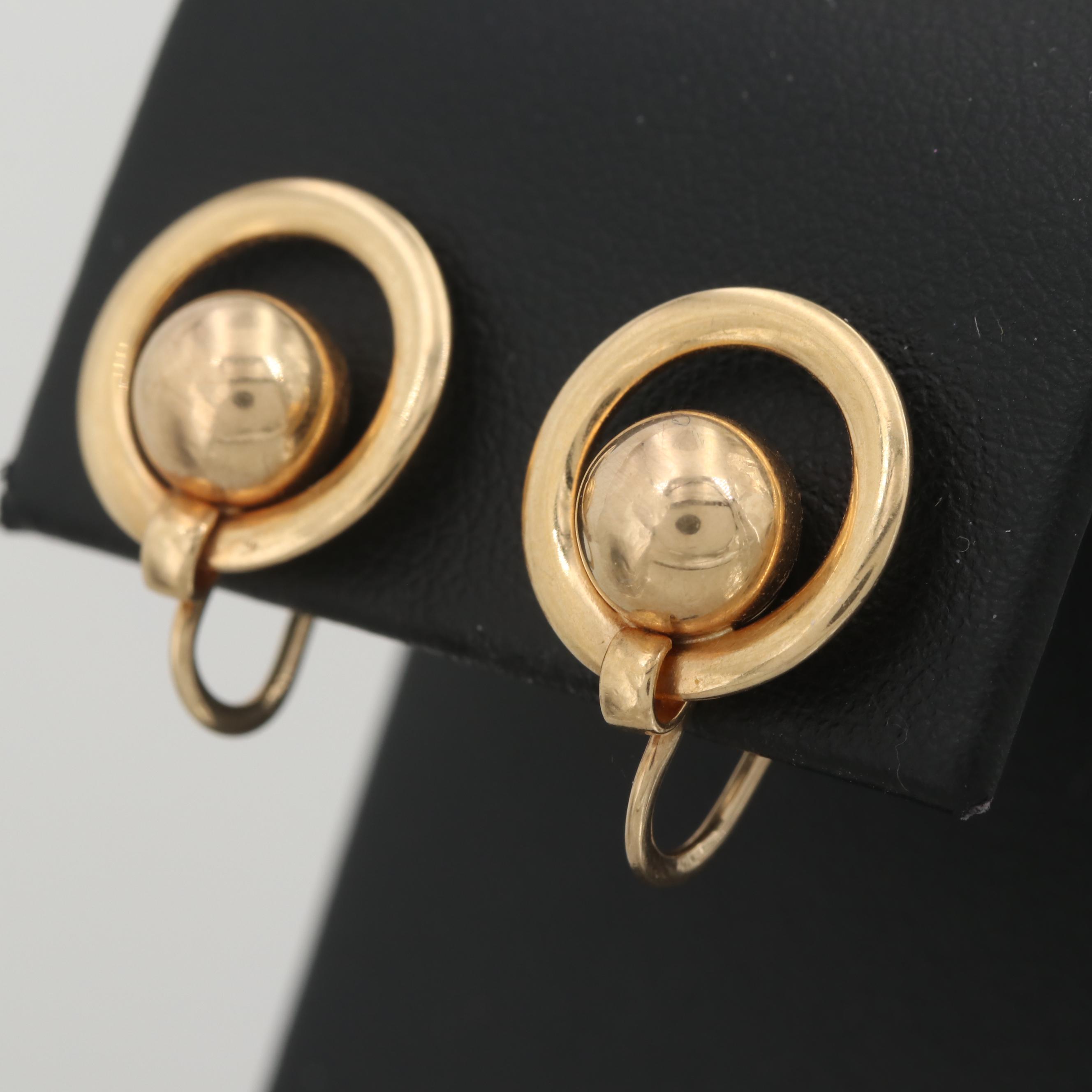 Retro Forstner 10K Yellow Gold Earrings