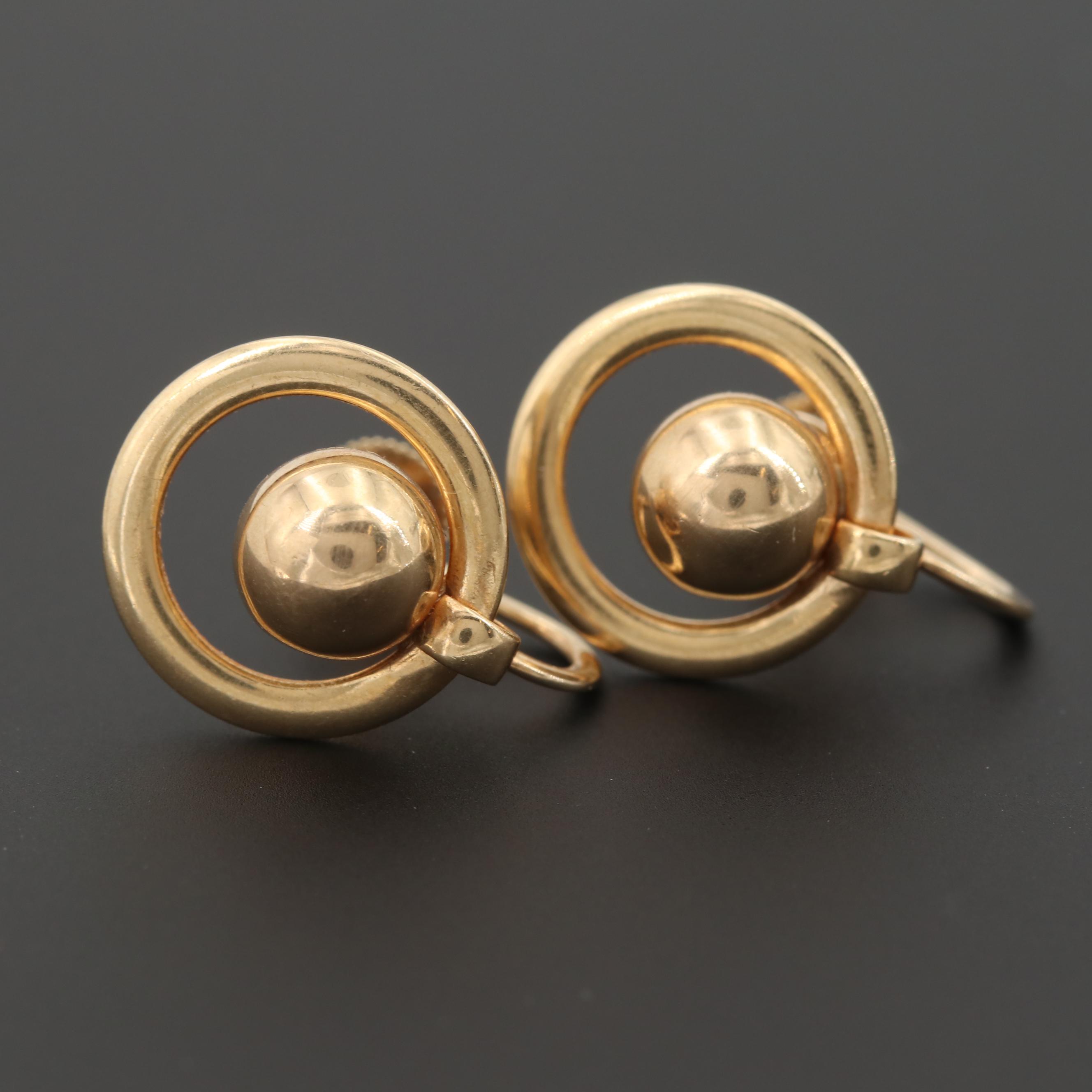 Retro Forstner 10K Yellow Gold Earrings