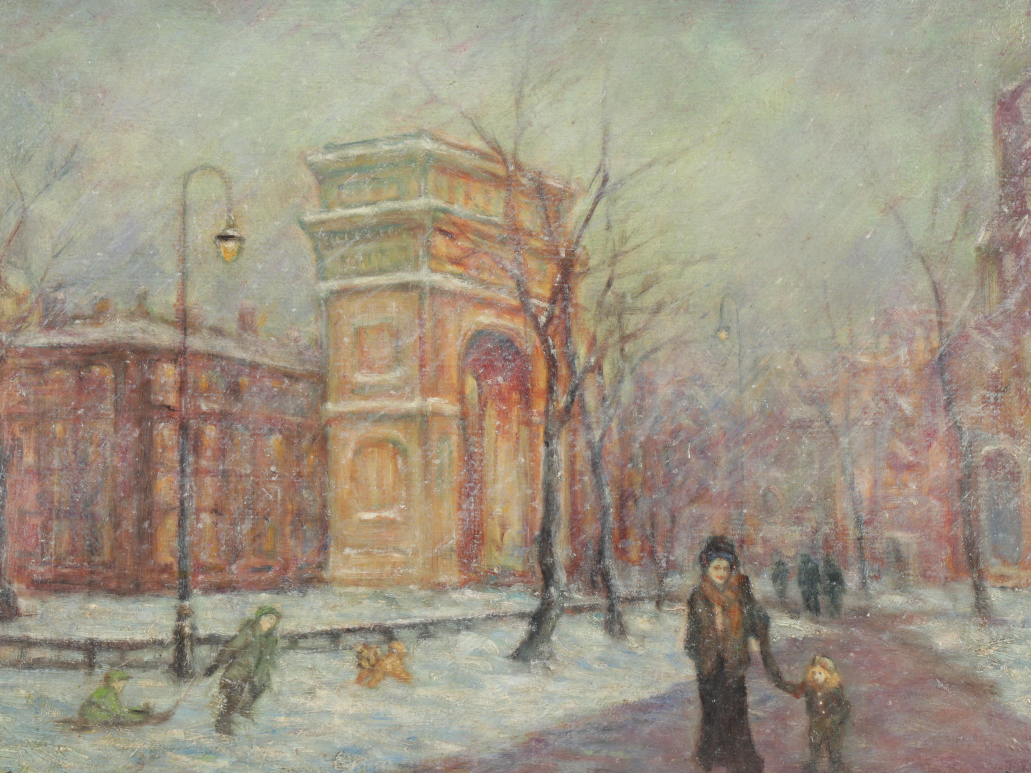 Charles Hoffbauer Parisian Cityscape Oil Painting