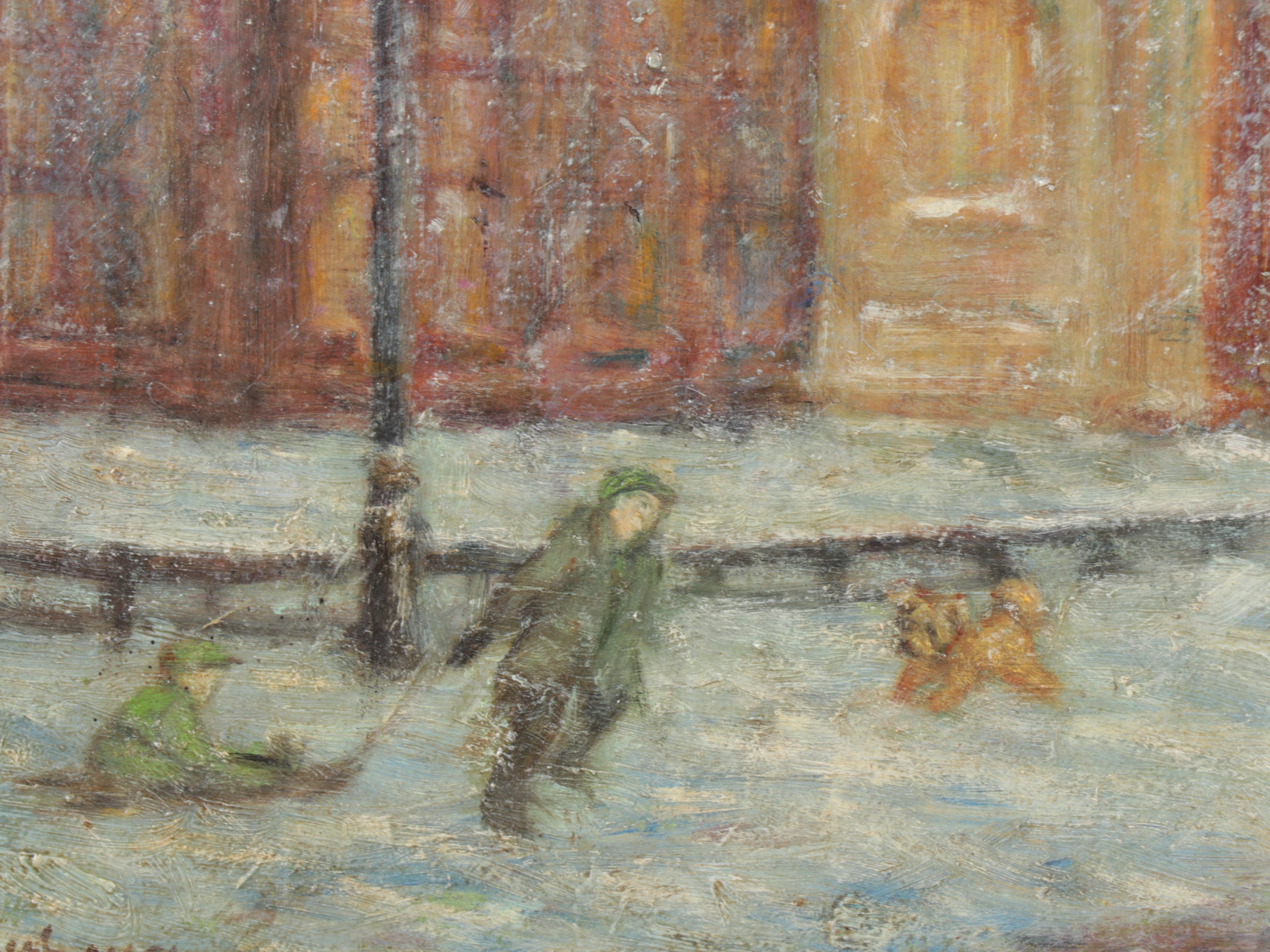 Charles Hoffbauer Parisian Cityscape Oil Painting