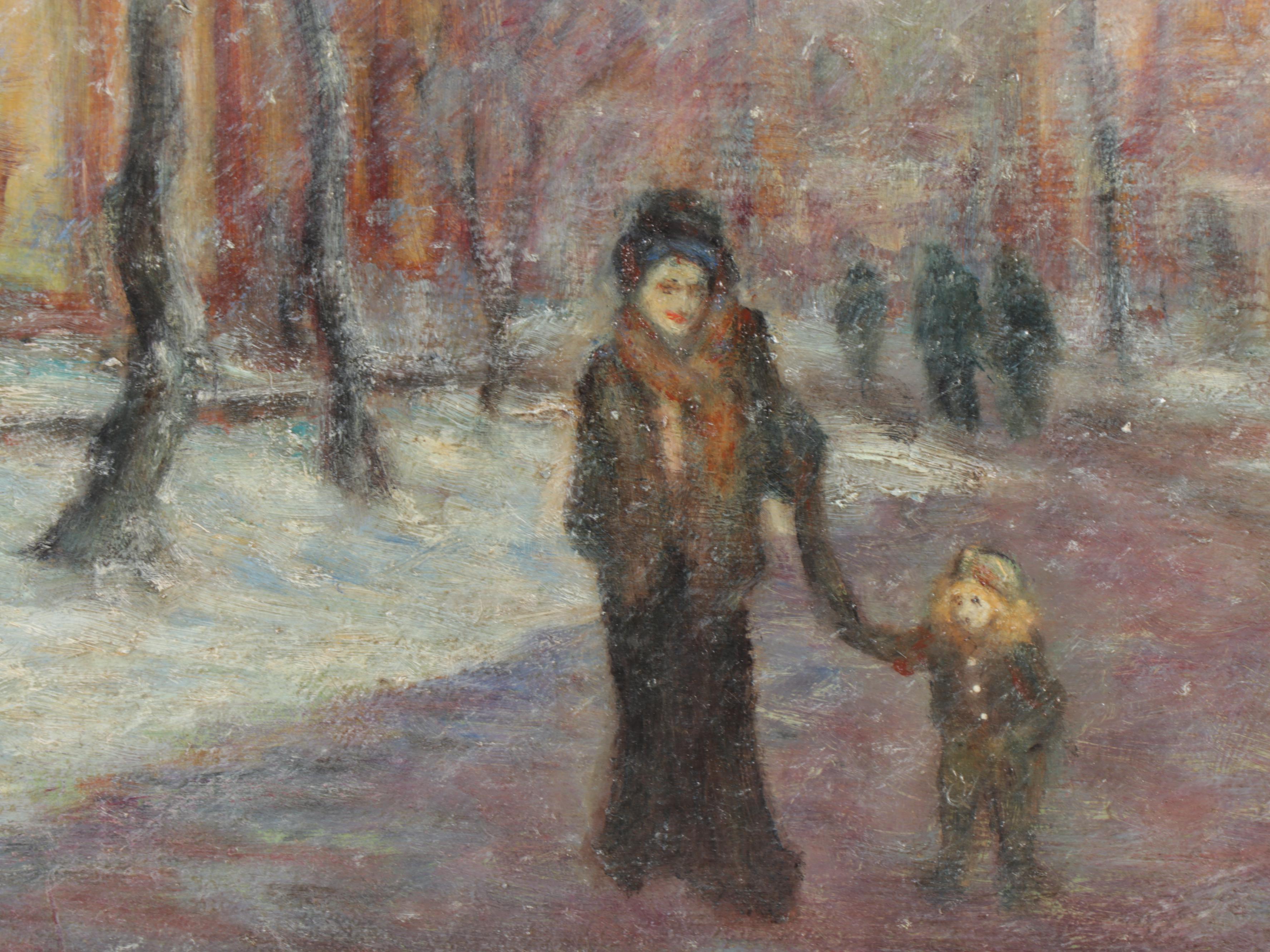 Charles Hoffbauer Parisian Cityscape Oil Painting