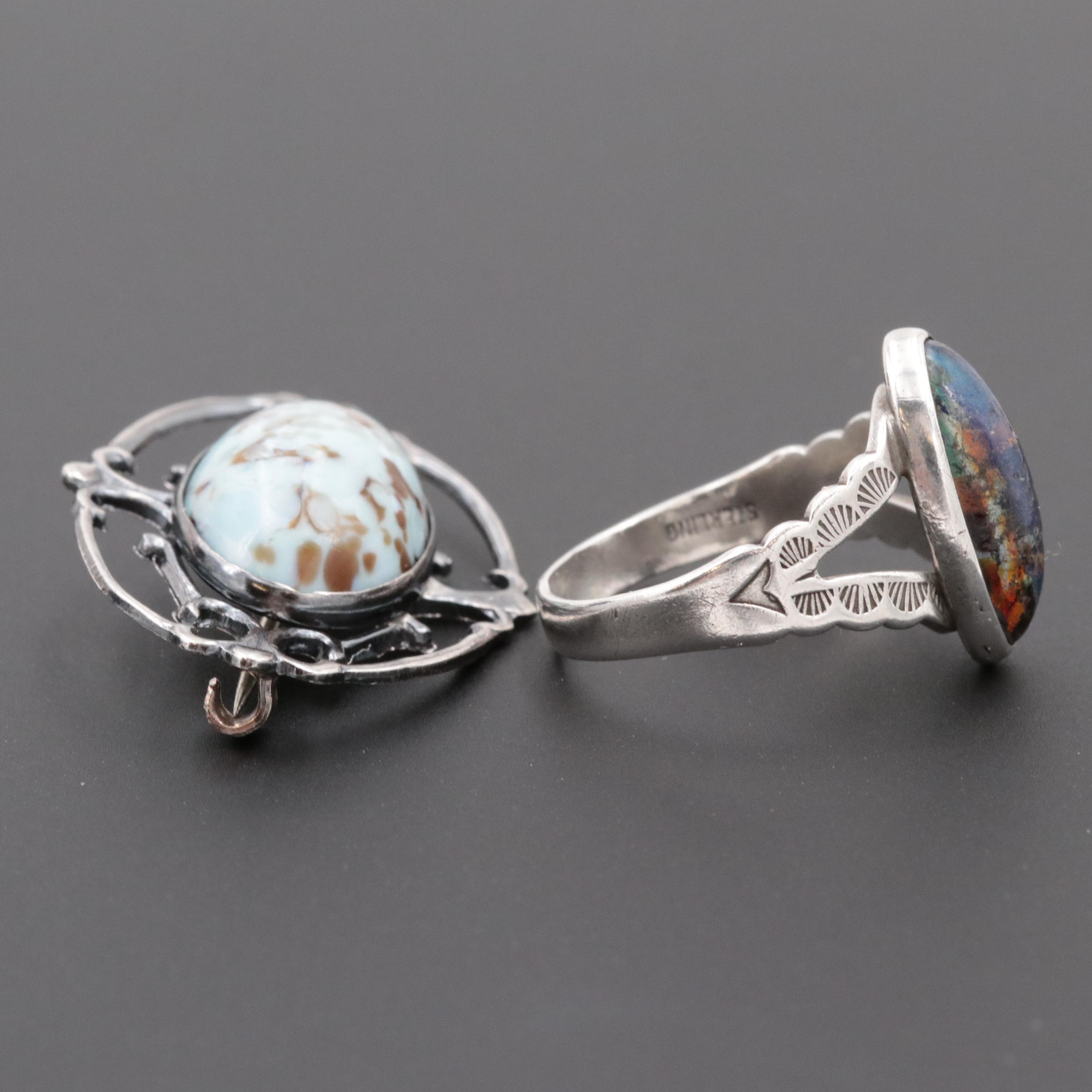 Sterling Silver Assorted Gemstone Jewelry Featuring Masonic Eastern Star Pendant