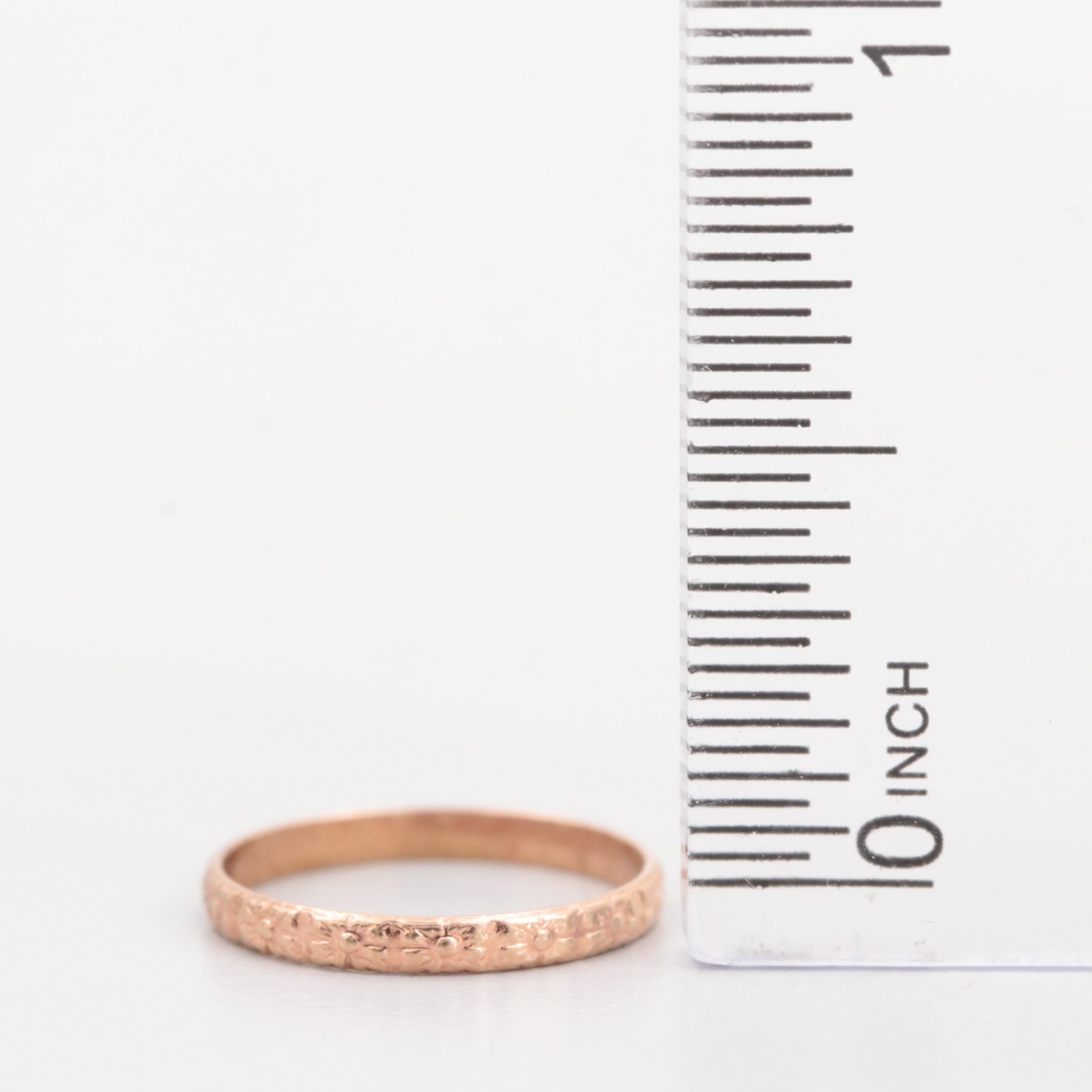 10K Yellow Gold Textured Ring and 14K Gold Hoop Earrings