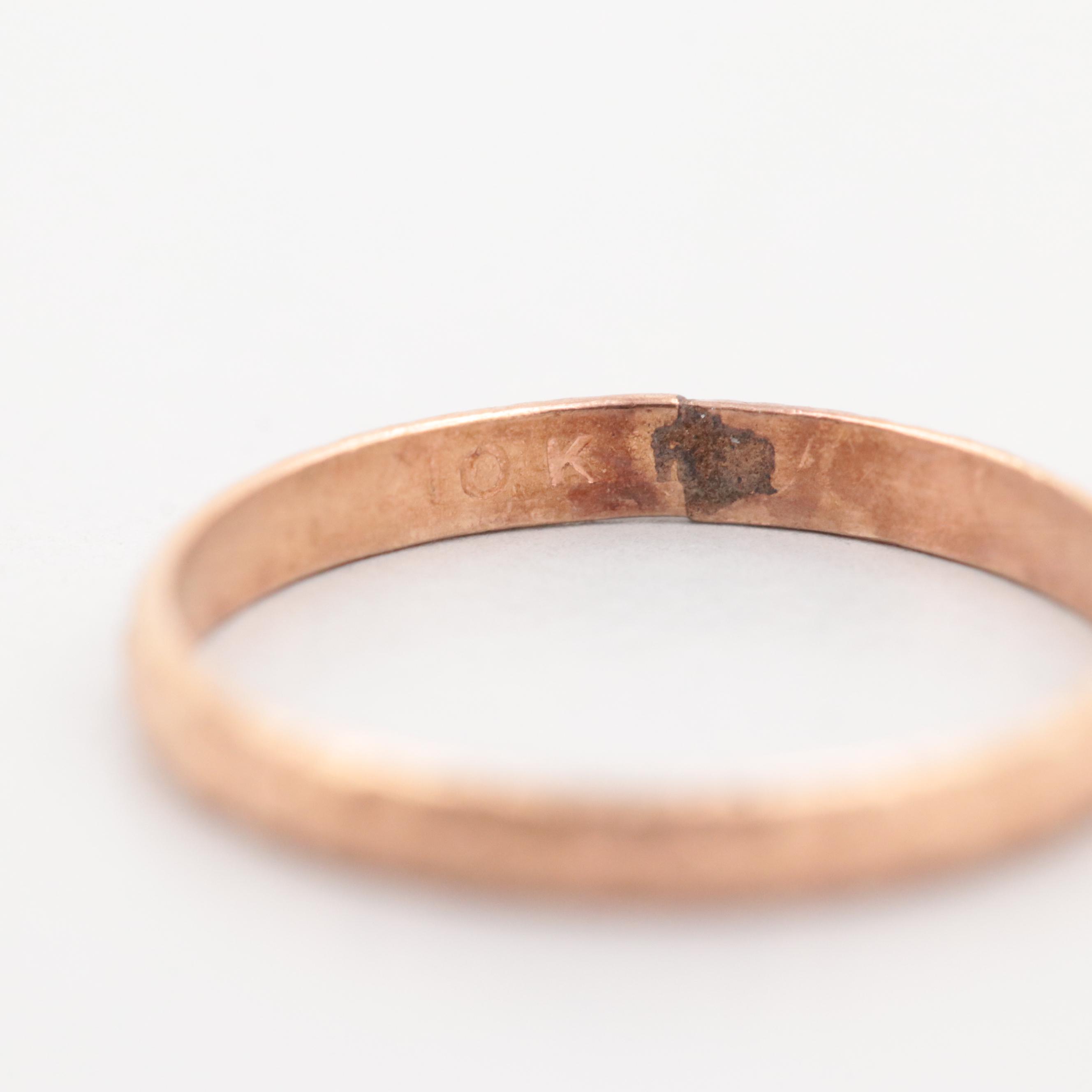 10K Yellow Gold Textured Ring and 14K Gold Hoop Earrings