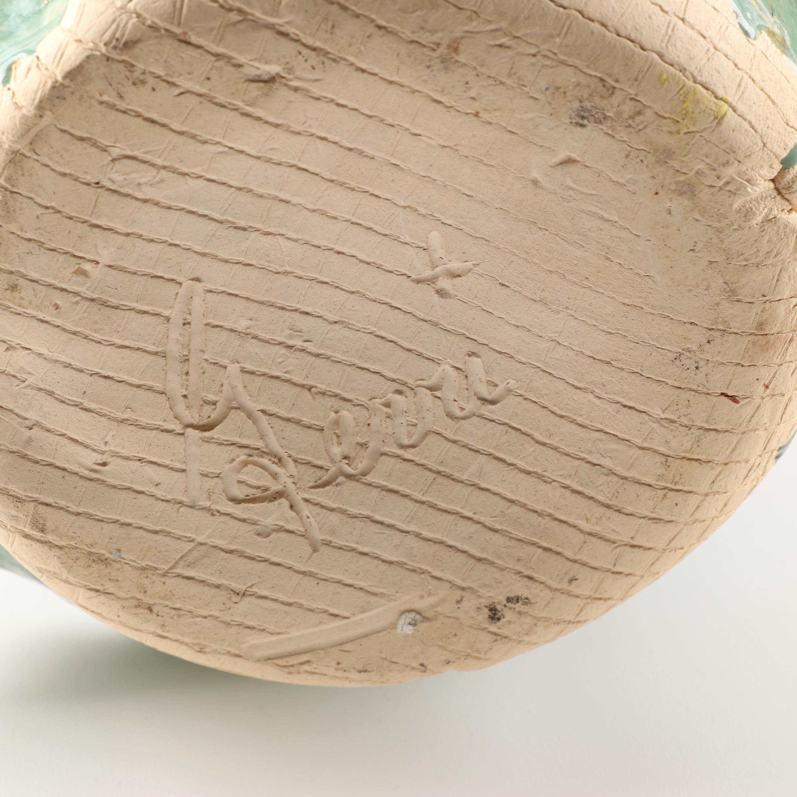 Handbuilt Coiled Stoneware Vase with Applied Flower Decoration