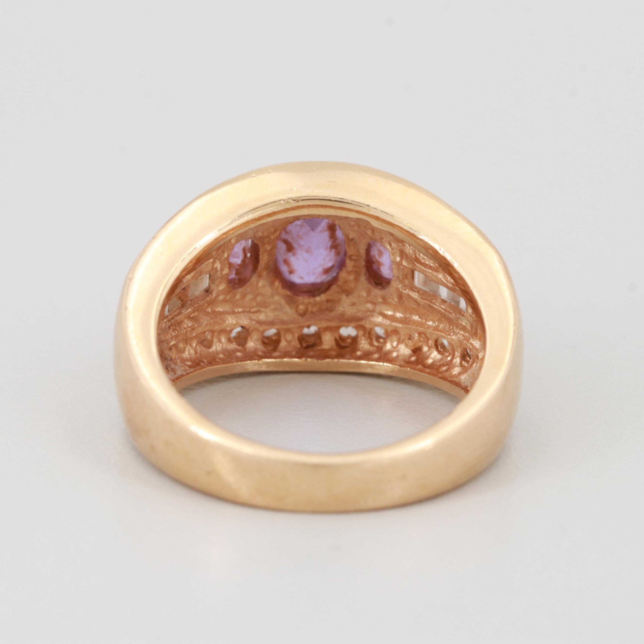 Sterling Silver Synthetic Color Change Sapphire and Cubic Zirconia Ring