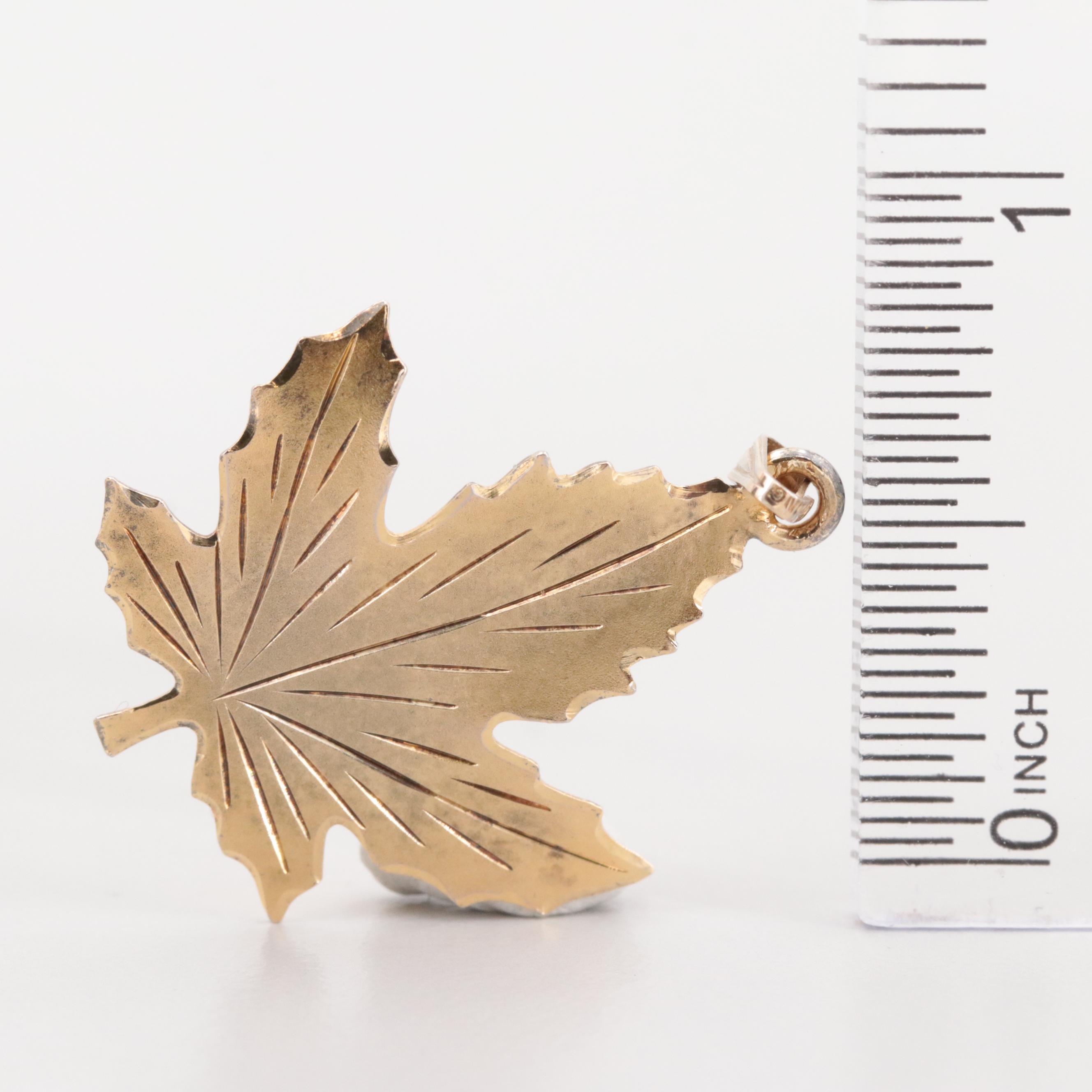 Gold Wash on Sterling Leaf Pendant with Sterling Ginko Converter Brooch