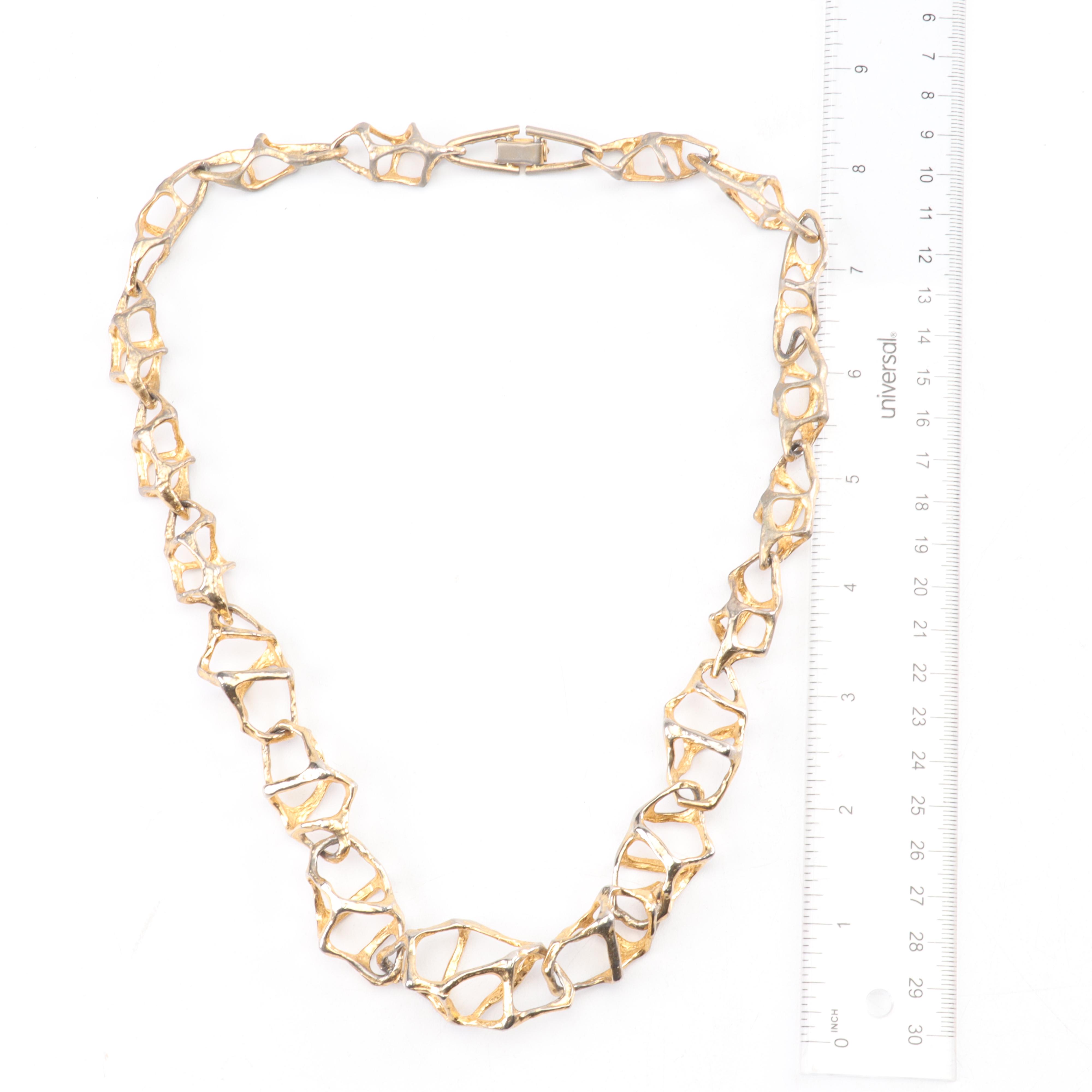 Jacob Hill Danish Modernist Jewelry with Sterling Silver, Gold Wash and Metal