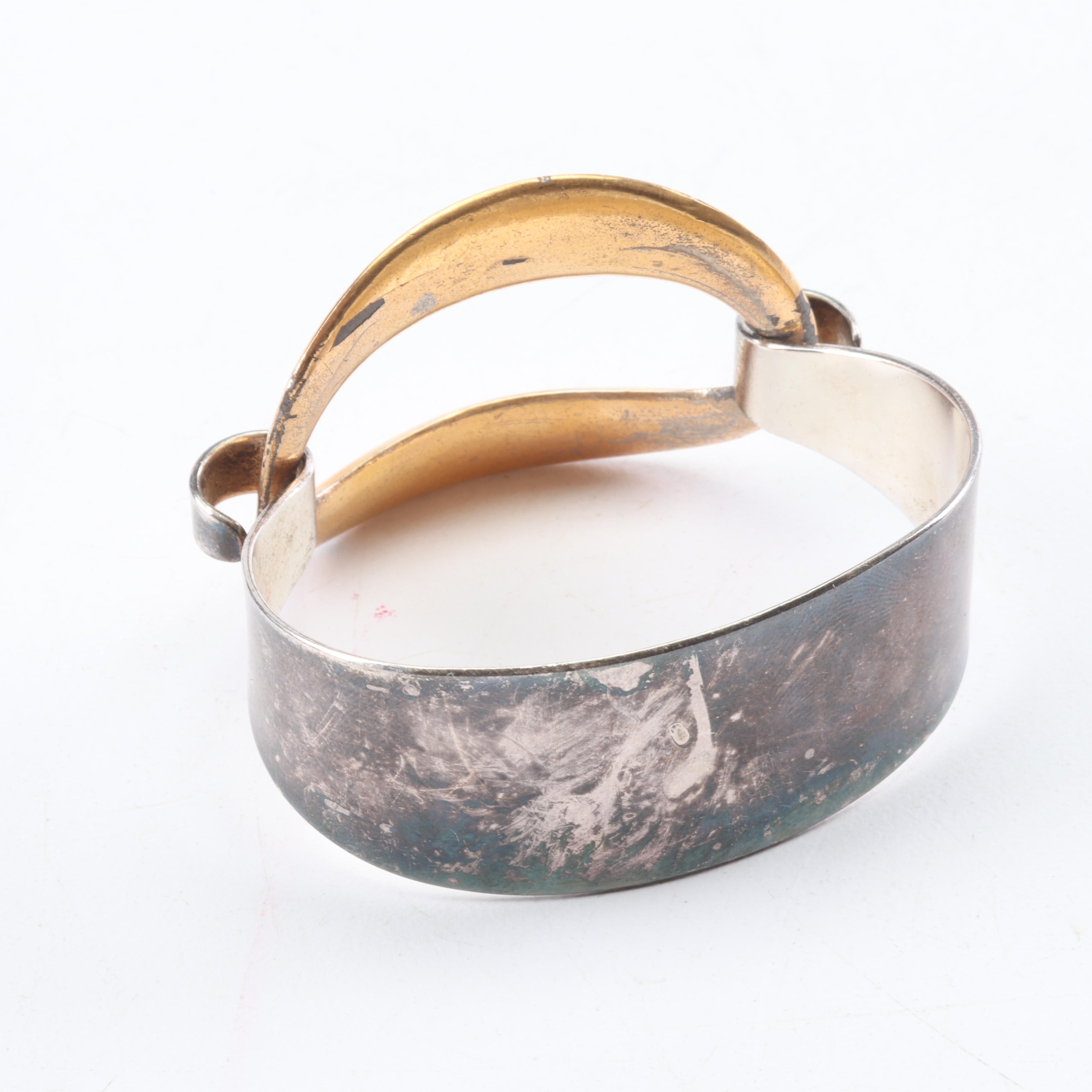 Jacob Hill Danish Modernist Jewelry with Sterling Silver, Gold Wash and Metal