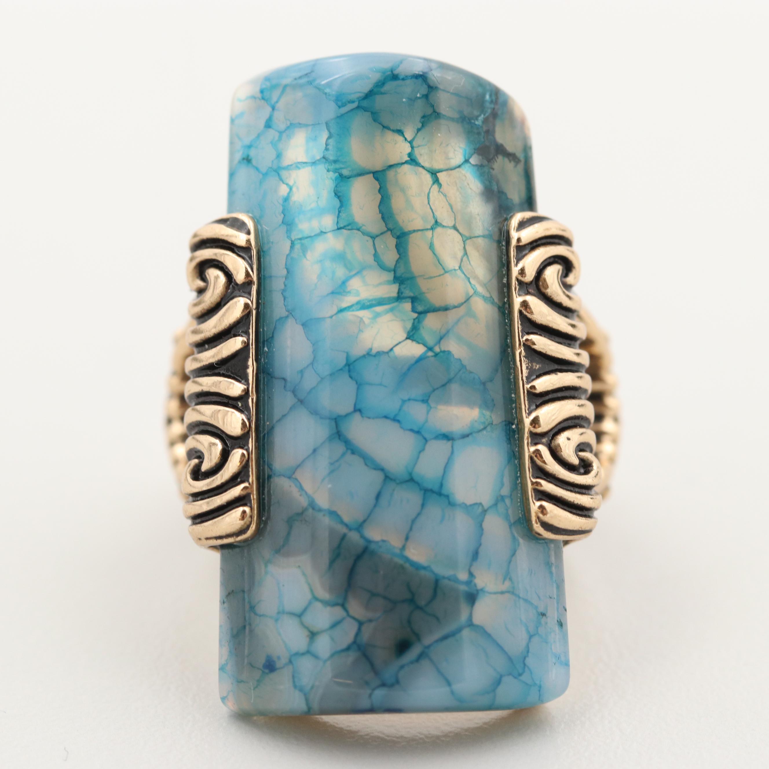 Gold Tone Agate Textured Set Ring