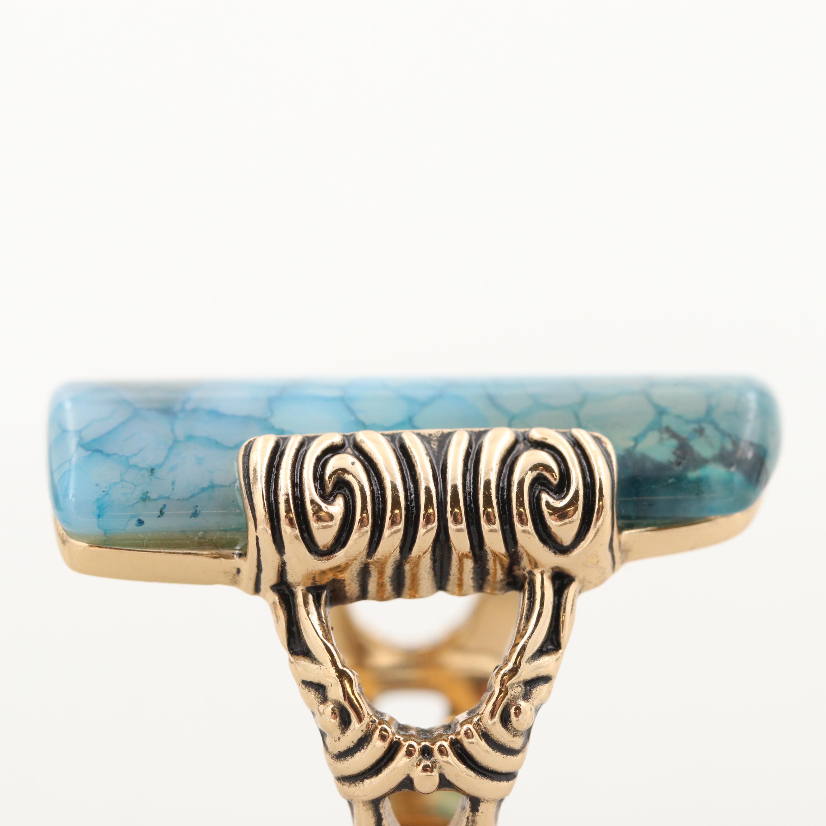 Gold Tone Agate Textured Set Ring