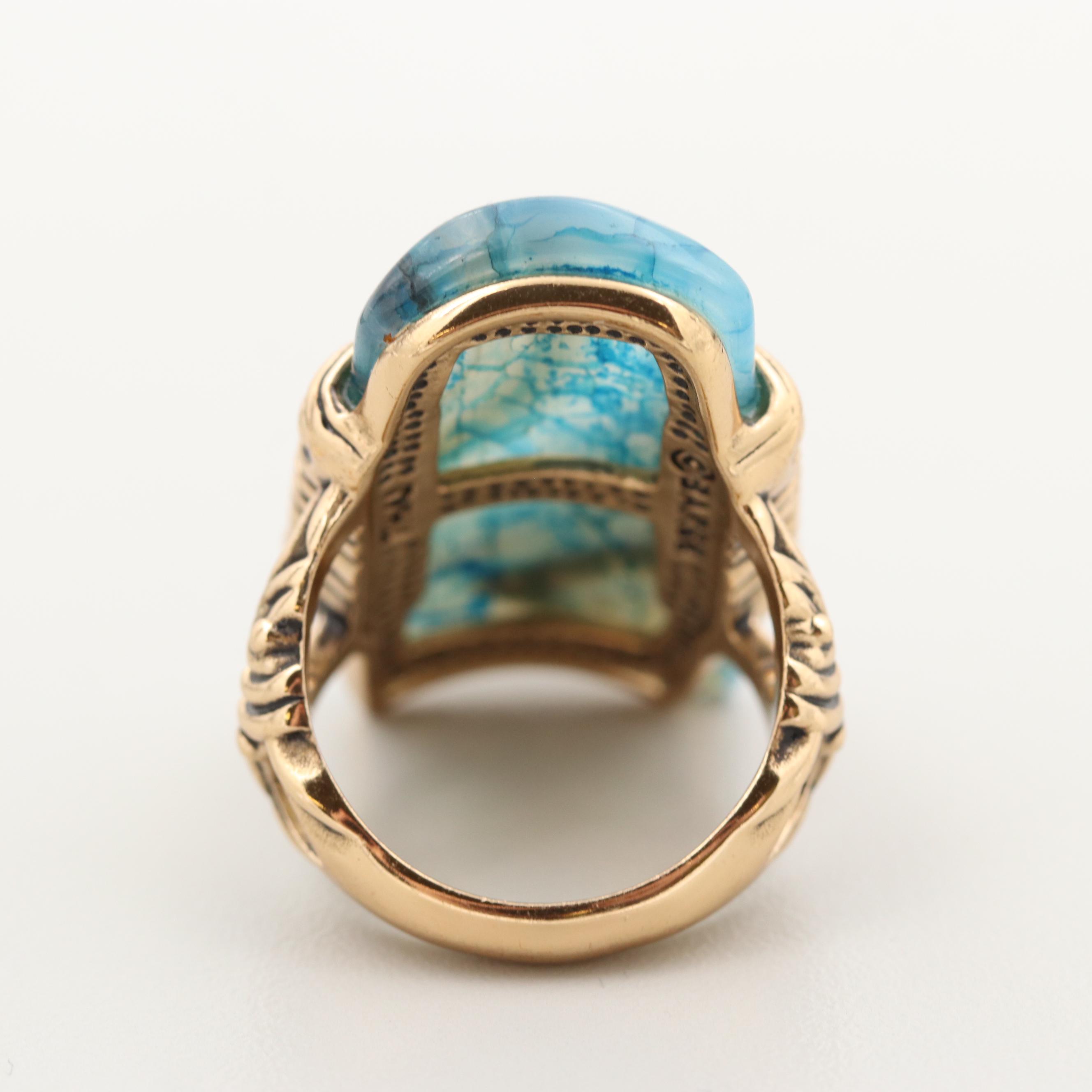 Gold Tone Agate Textured Set Ring