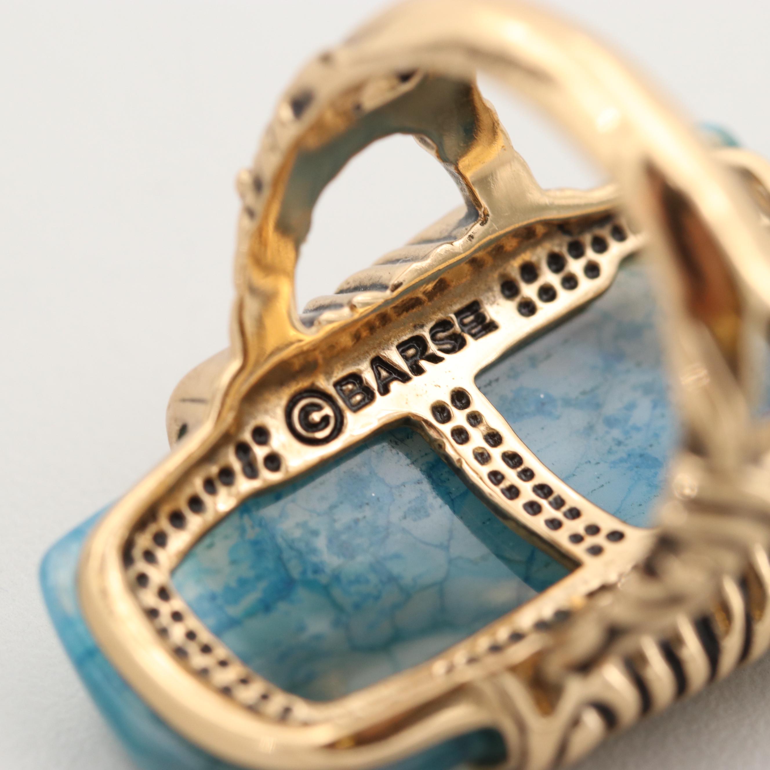 Gold Tone Agate Textured Set Ring