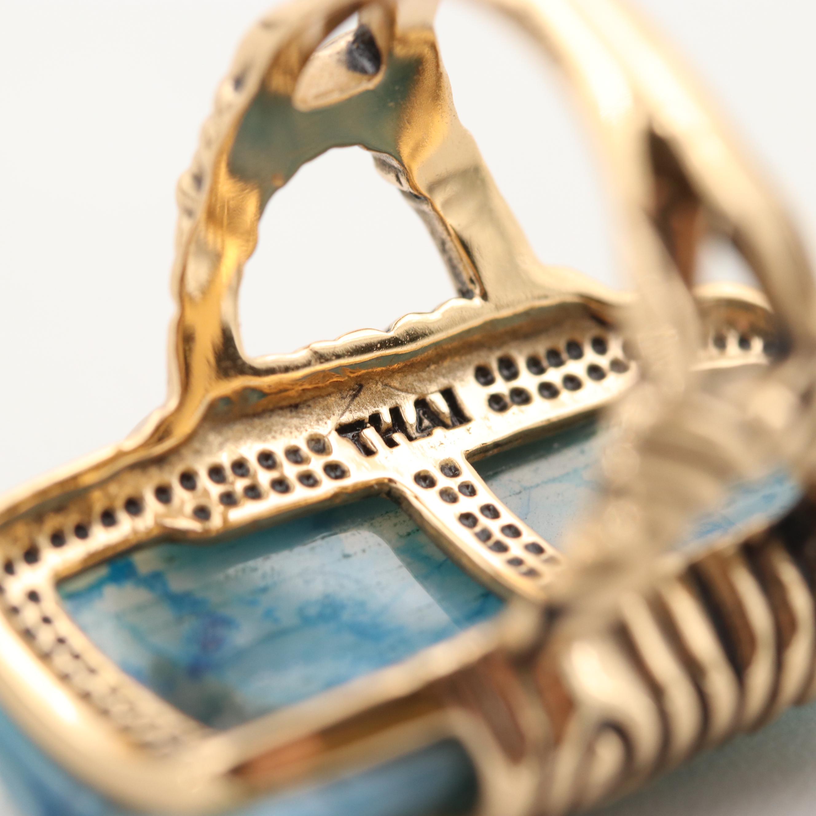 Gold Tone Agate Textured Set Ring