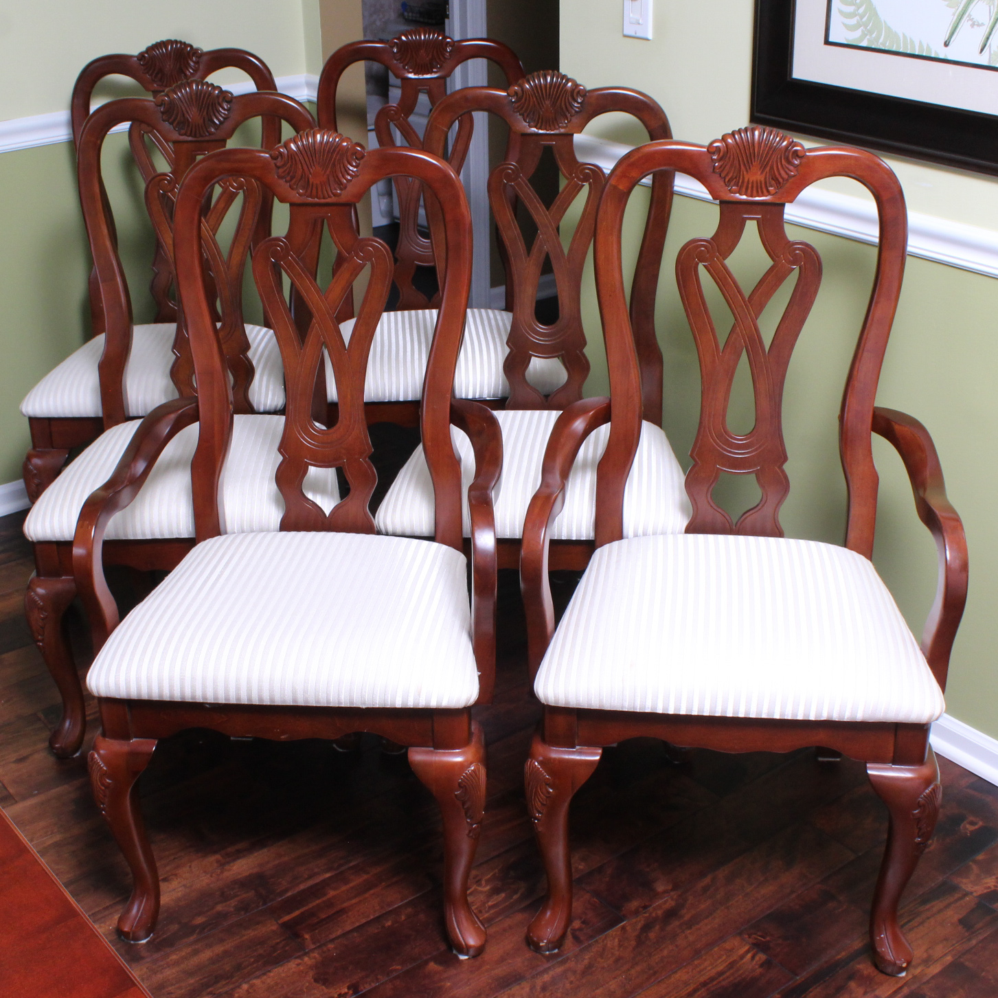 Contemporary Wooden Dining Chairs, Set of Six