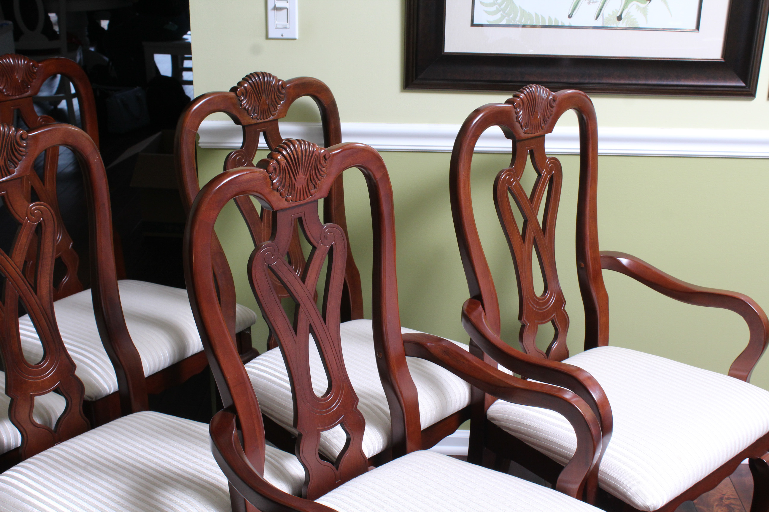 Contemporary Wooden Dining Chairs, Set of Six