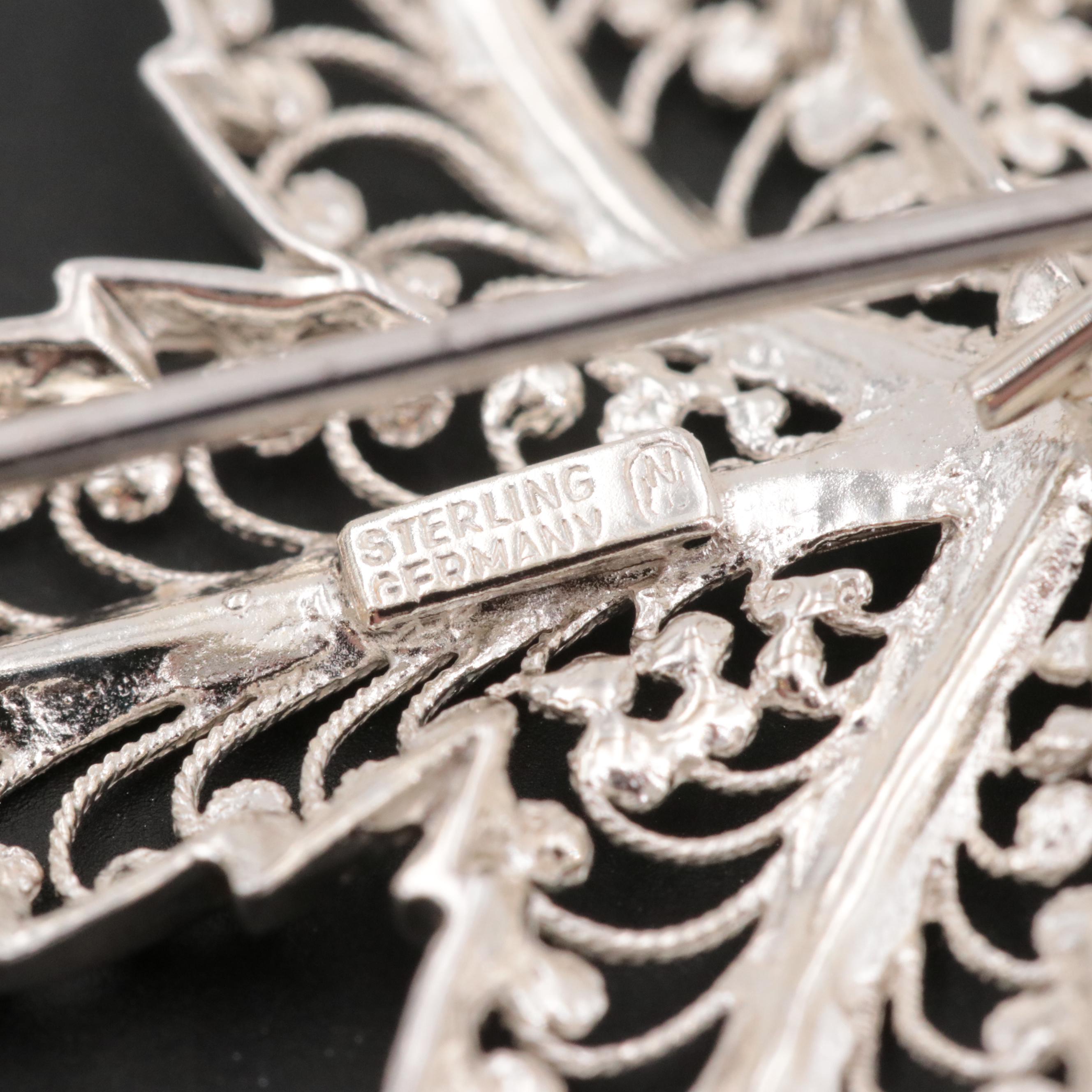 Sterling Silver Brooches and Filigree Wire Work Pendant