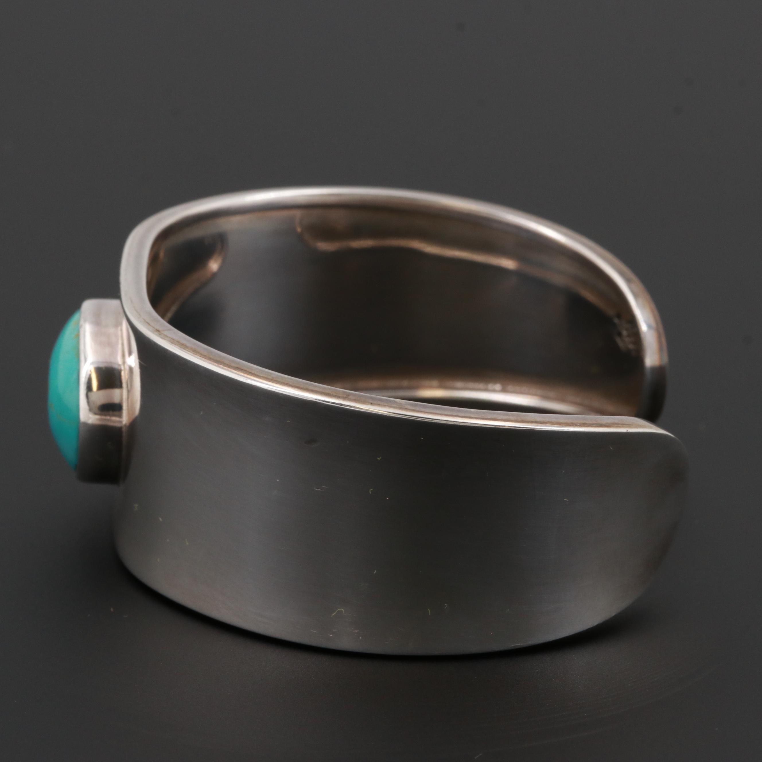 Mexican Sterling Silver Turquoise Cuff Bracelet