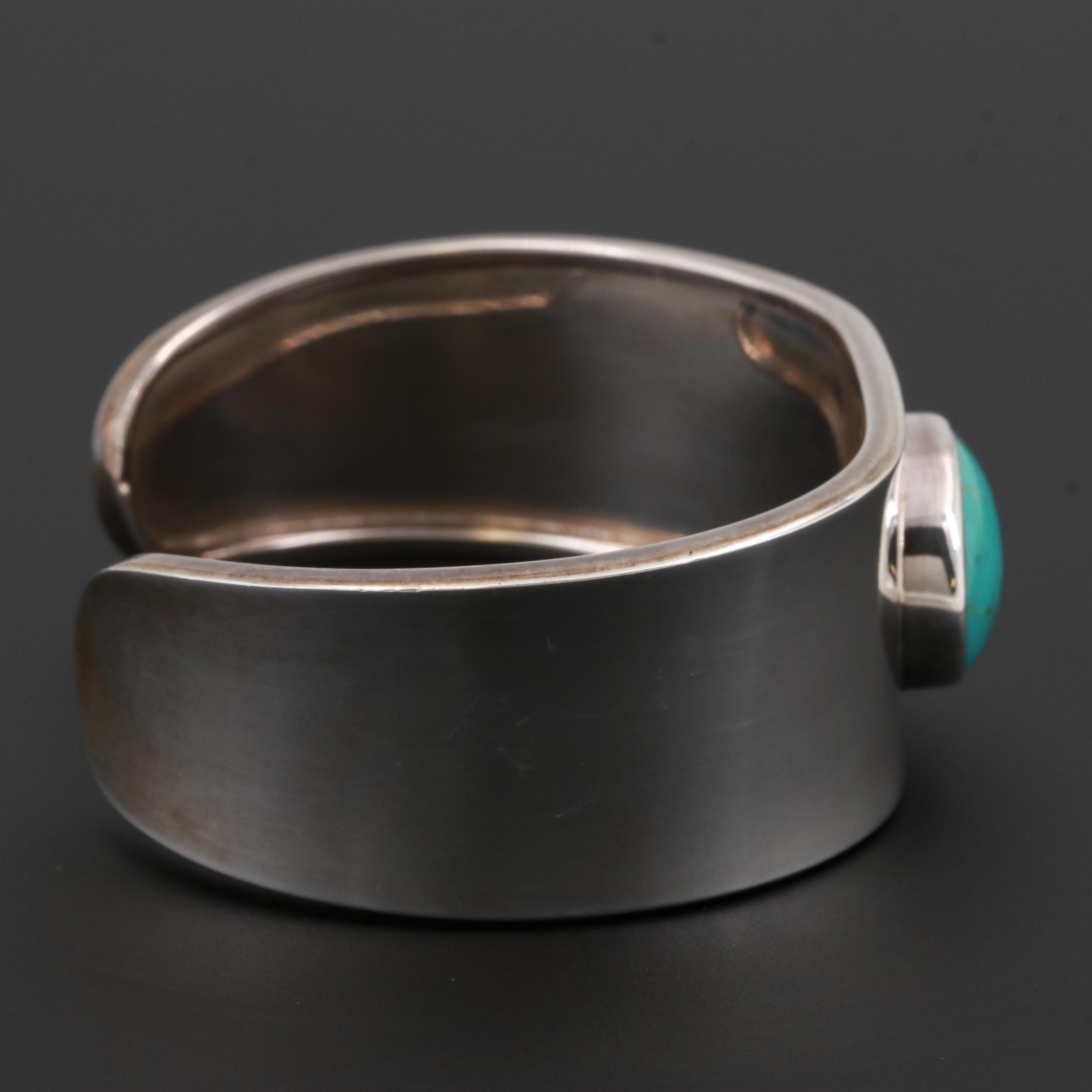 Mexican Sterling Silver Turquoise Cuff Bracelet