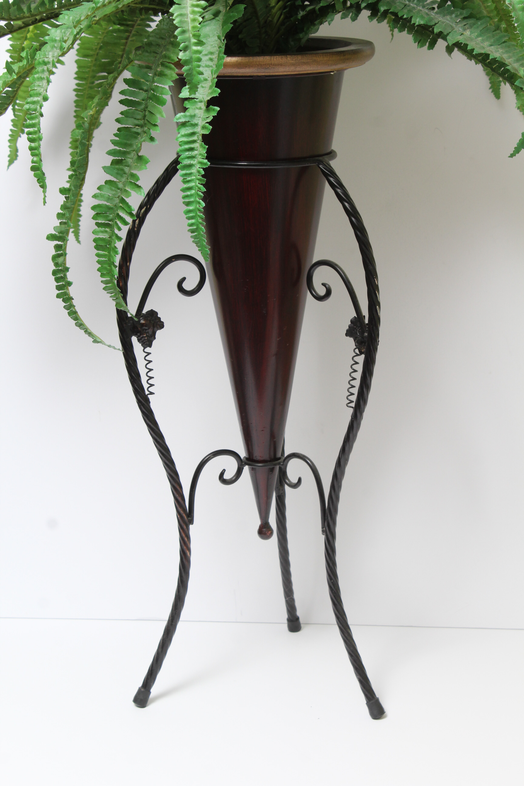 Wrought Metal Planter with Artificial Fern