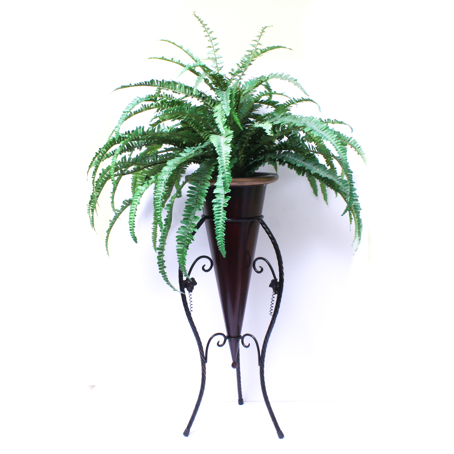 Wrought Metal Planter with Artificial Fern