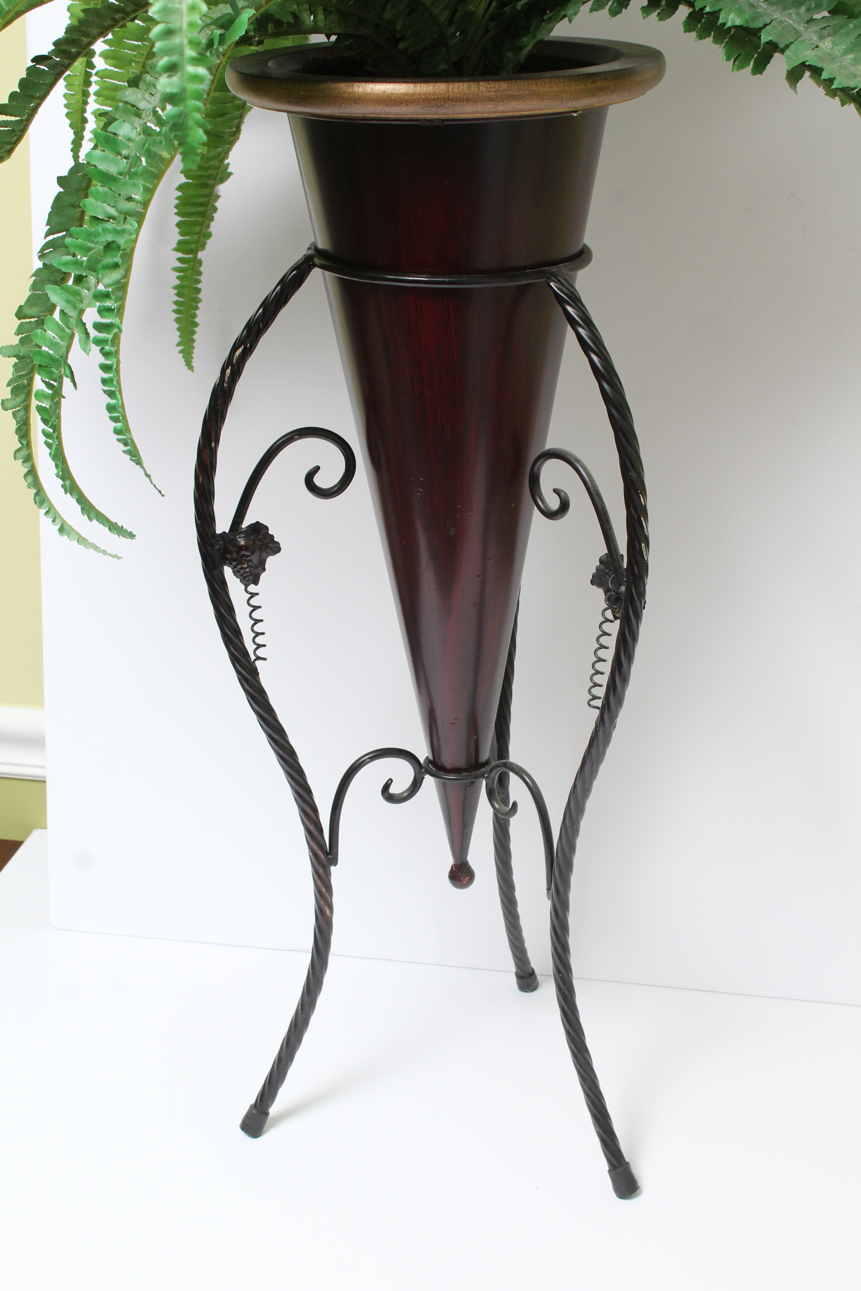 Wrought Metal Planter with Artificial Fern
