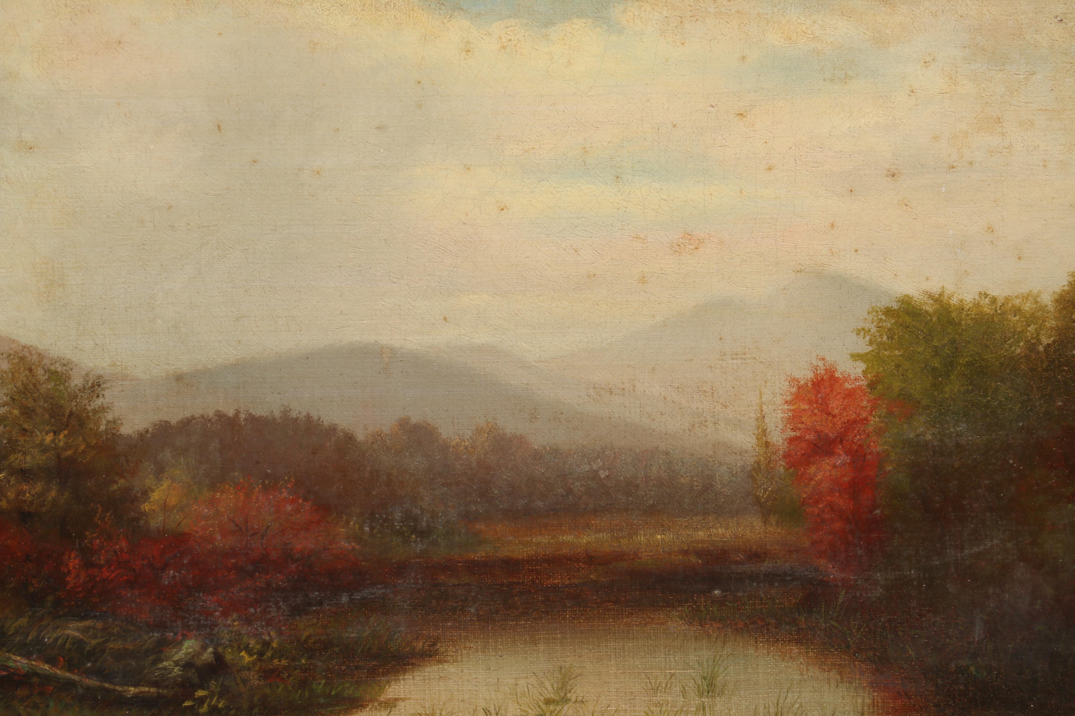 Hudson River School Style Landscape Oil Painting