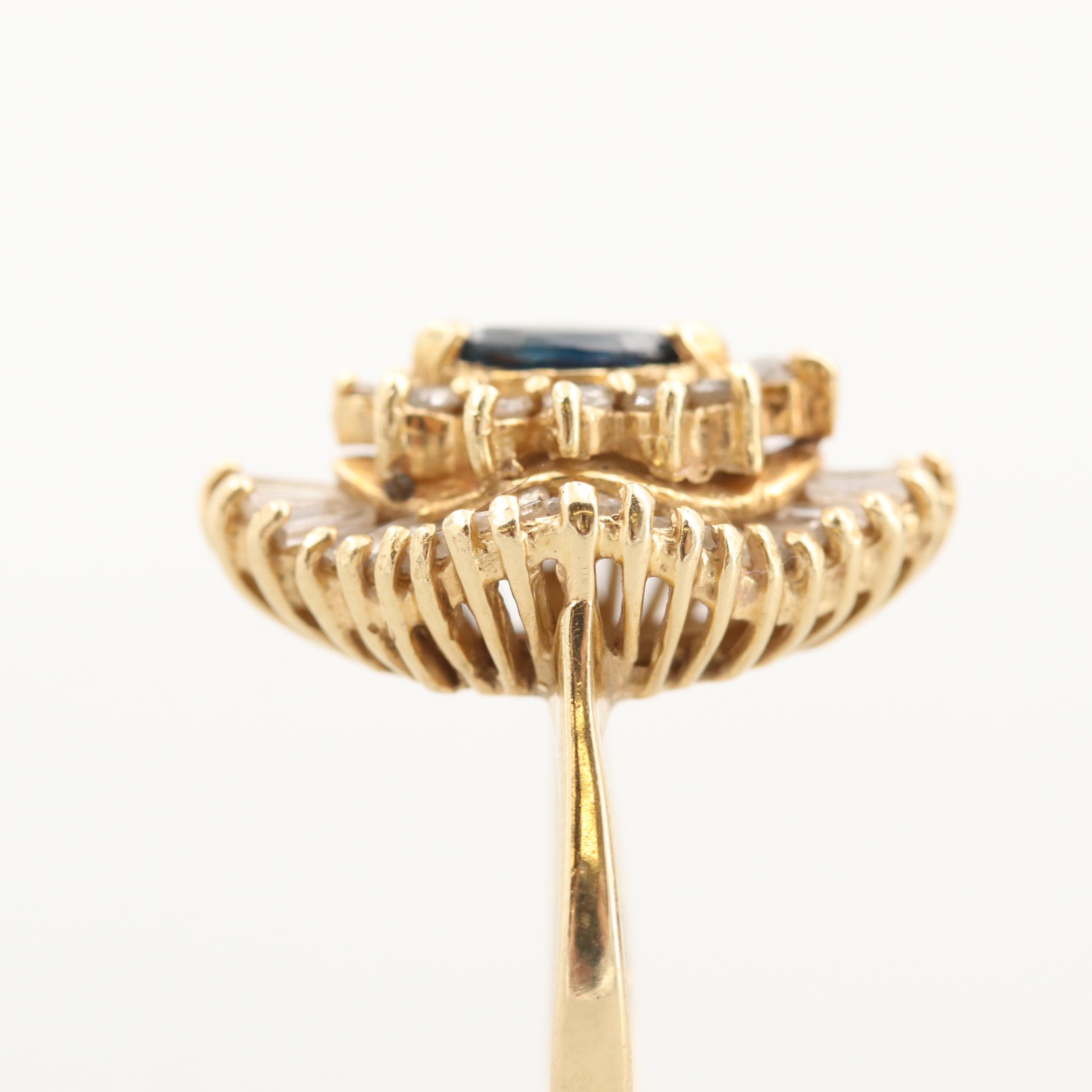 14K Yellow Gold Sapphire and 1.04 CTW Diamond Ring