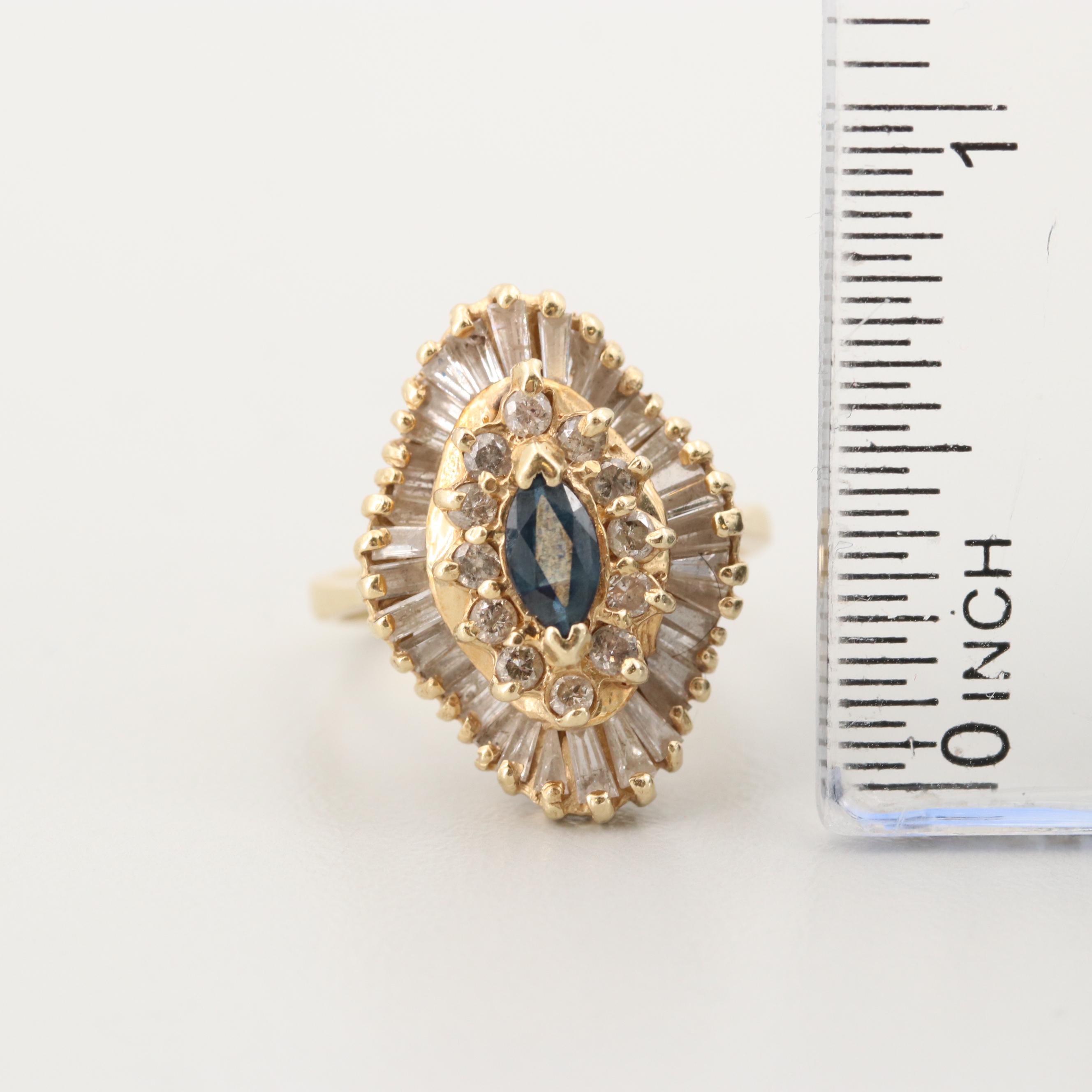 14K Yellow Gold Sapphire and 1.04 CTW Diamond Ring