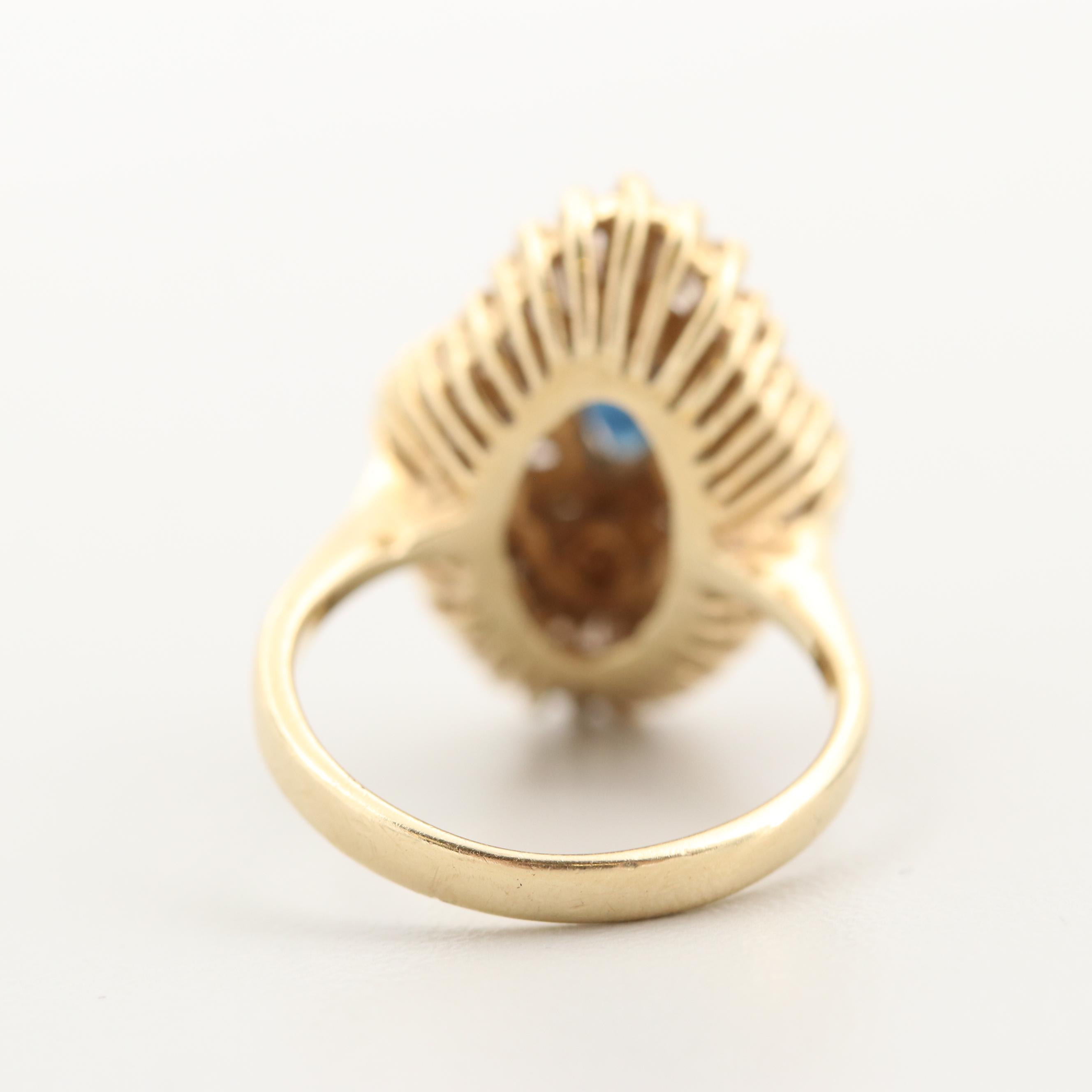 14K Yellow Gold Sapphire and 1.04 CTW Diamond Ring