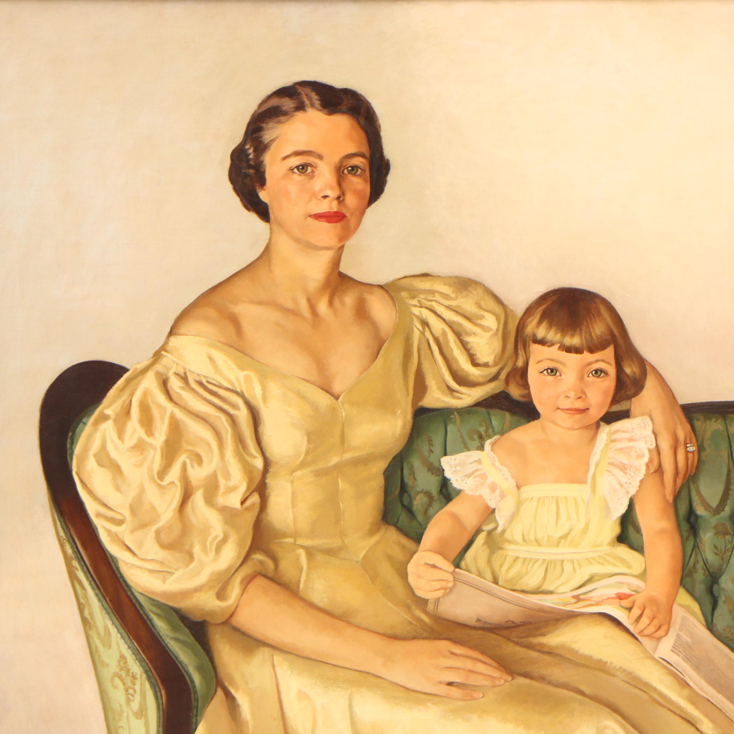 Portrait of Mother and Daughter Oil Painting