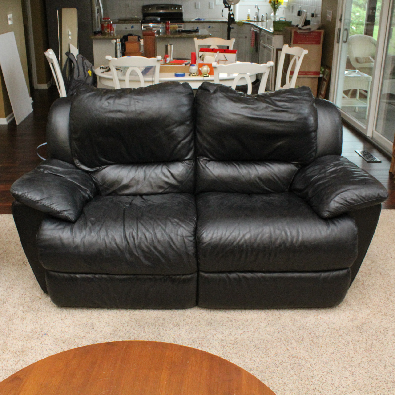 Contemporary Leather Upholstered Recliner Sofa