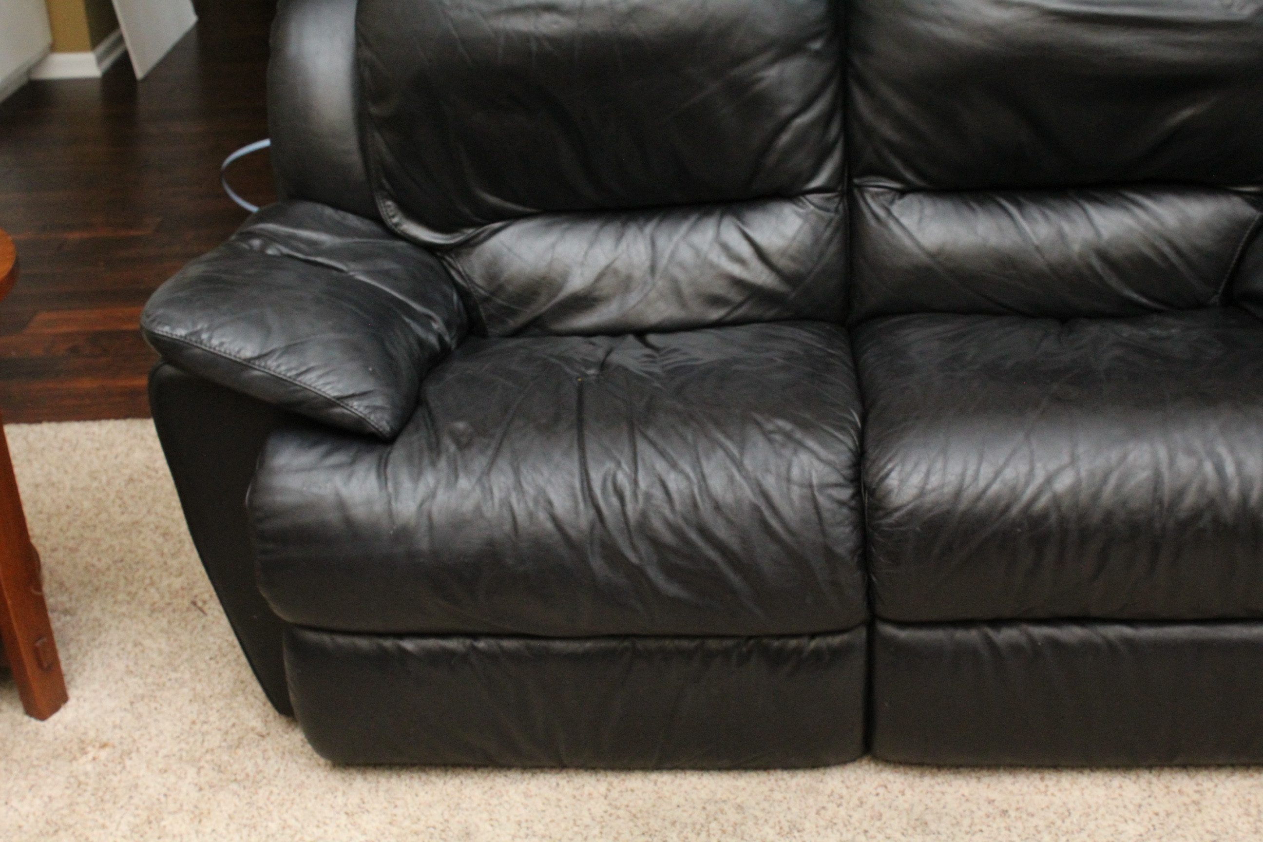 Contemporary Leather Upholstered Recliner Sofa