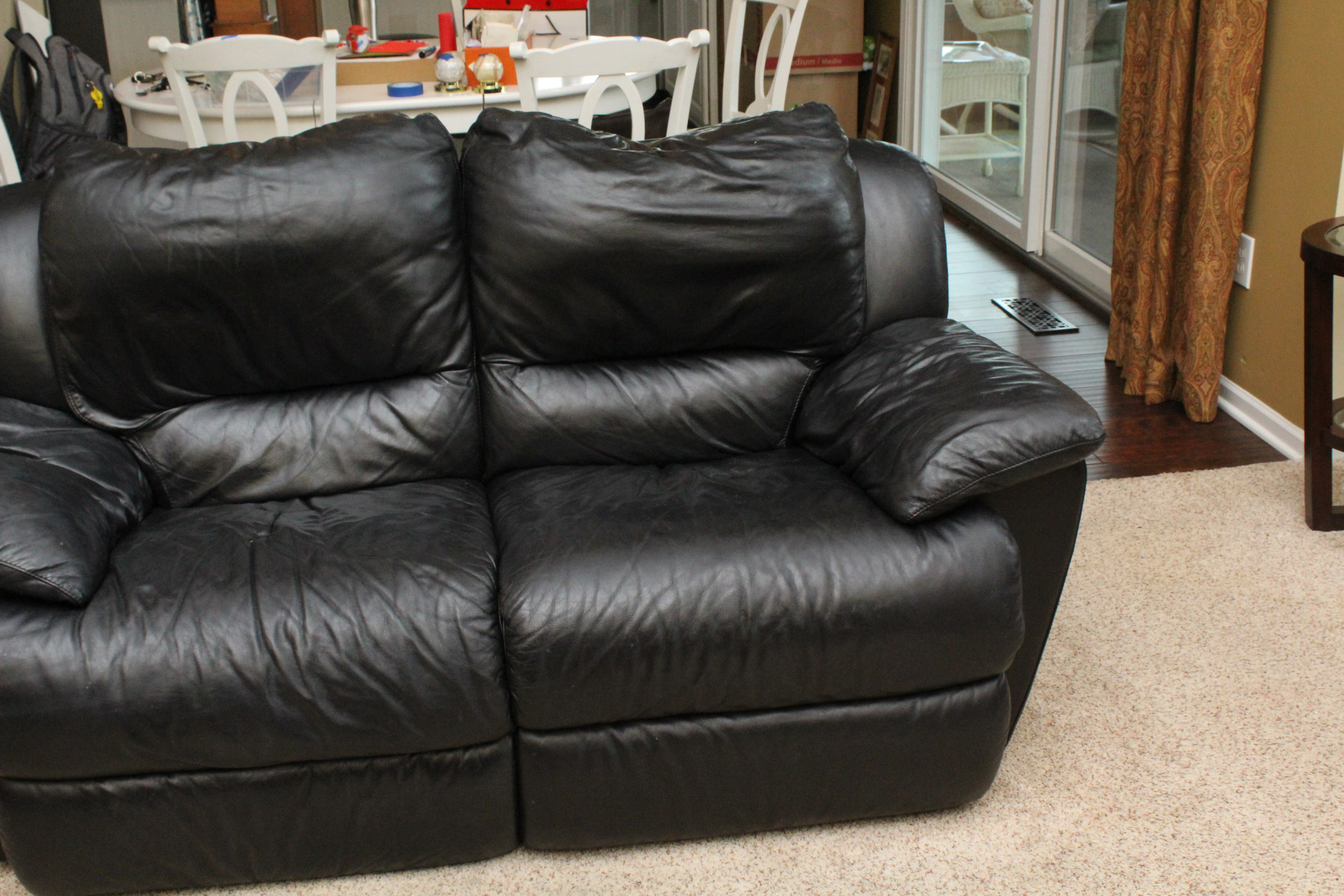 Contemporary Leather Upholstered Recliner Sofa