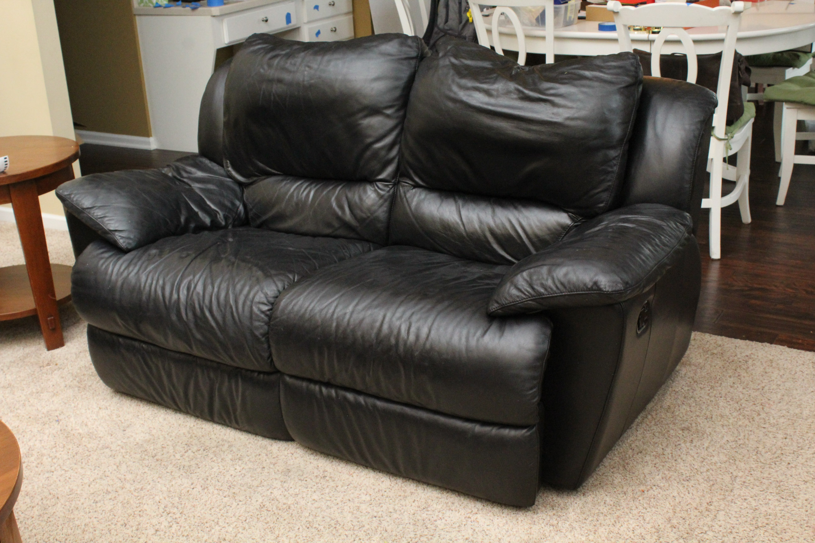 Contemporary Leather Upholstered Recliner Sofa
