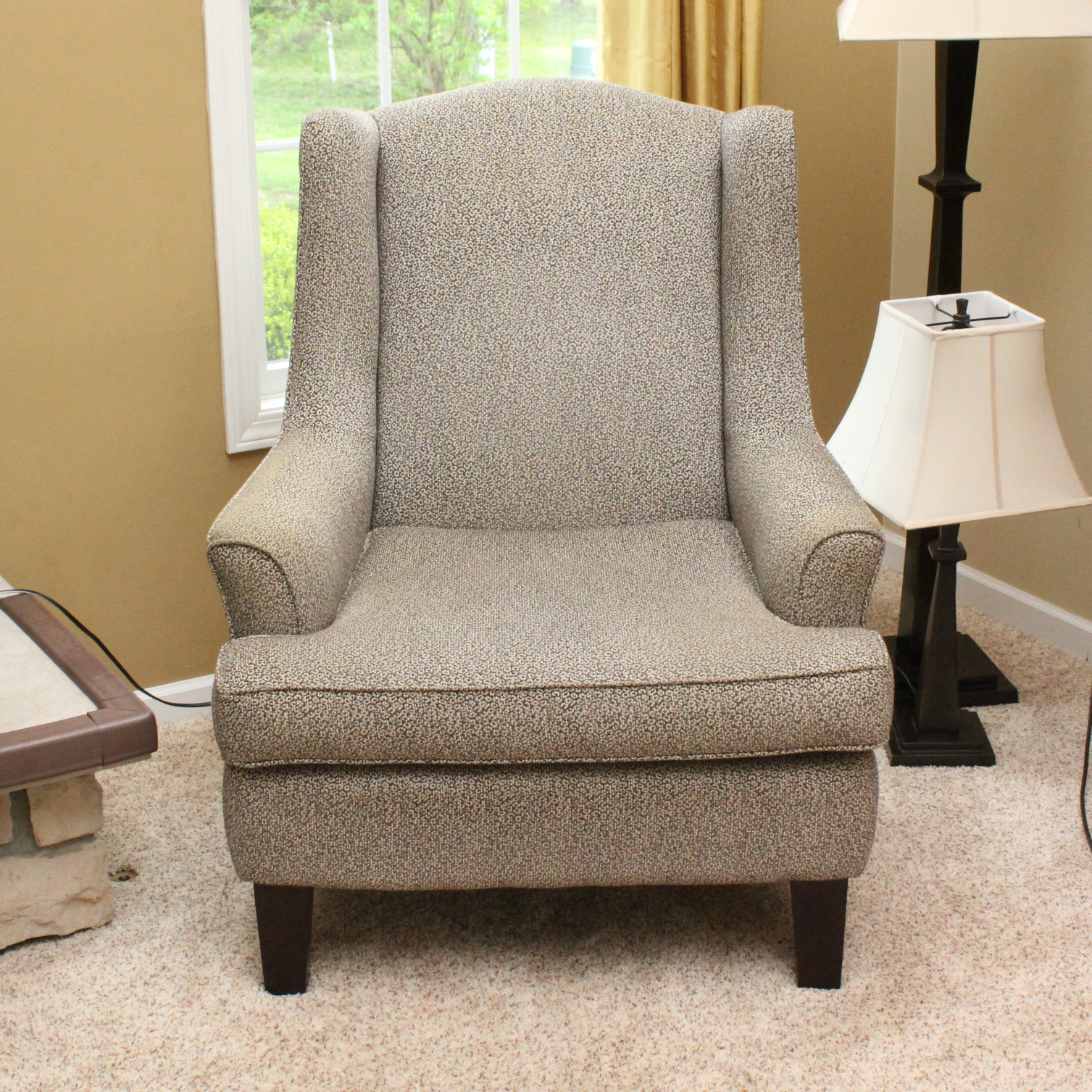 Contemporary Upholstered Wooden Armchair