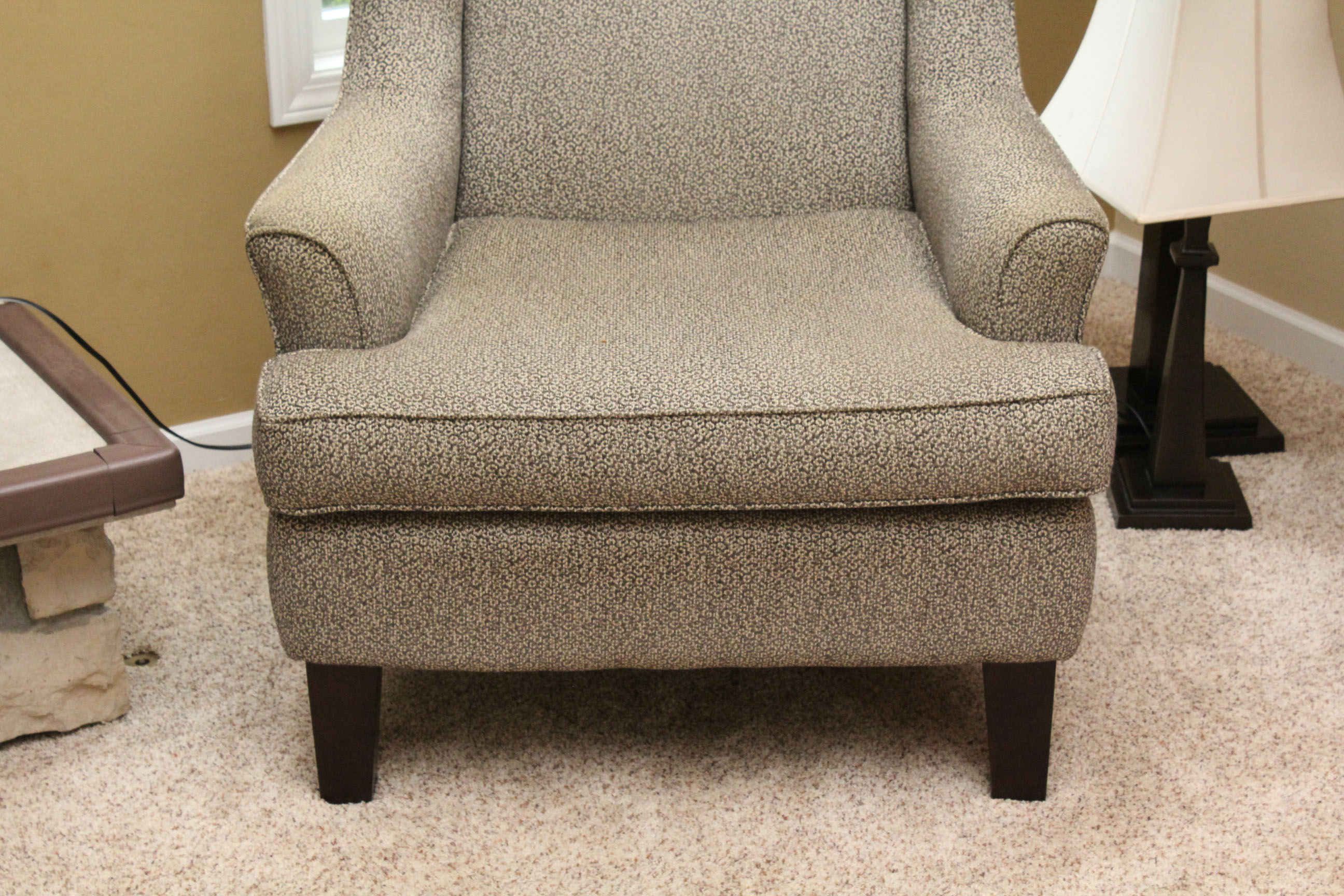 Contemporary Upholstered Wooden Armchair