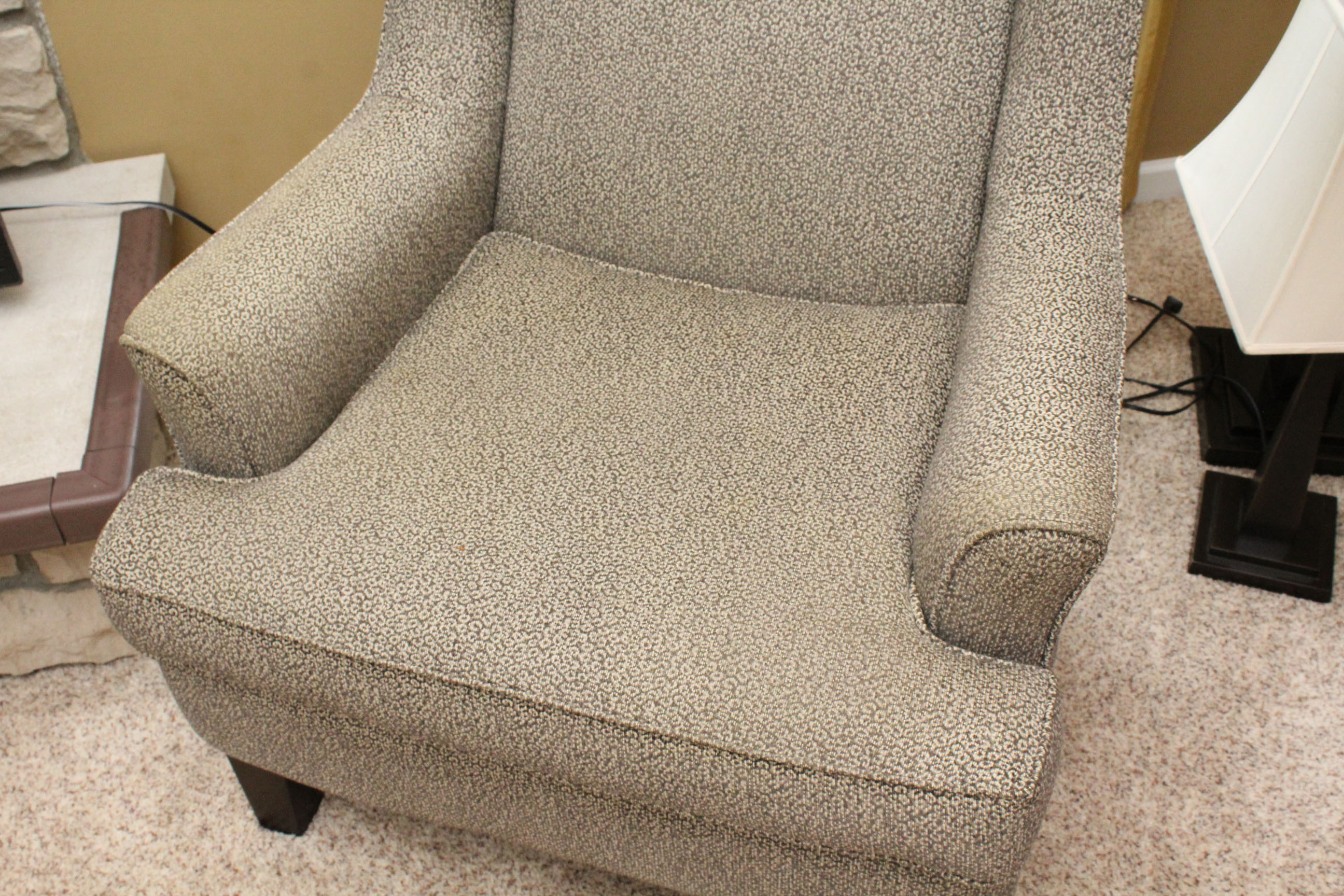 Contemporary Upholstered Wooden Armchair