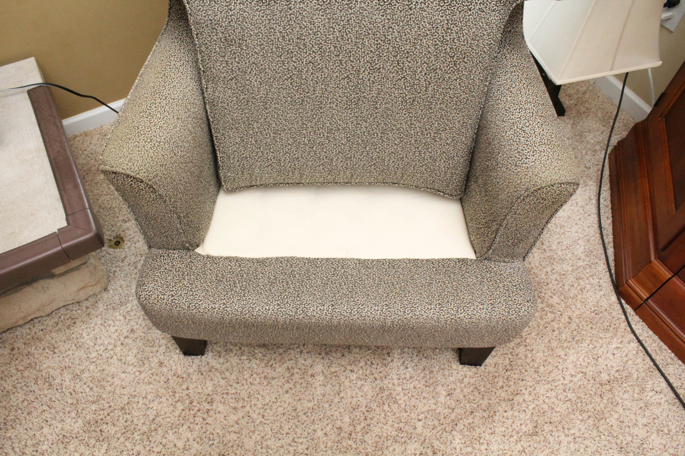 Contemporary Upholstered Wooden Armchair